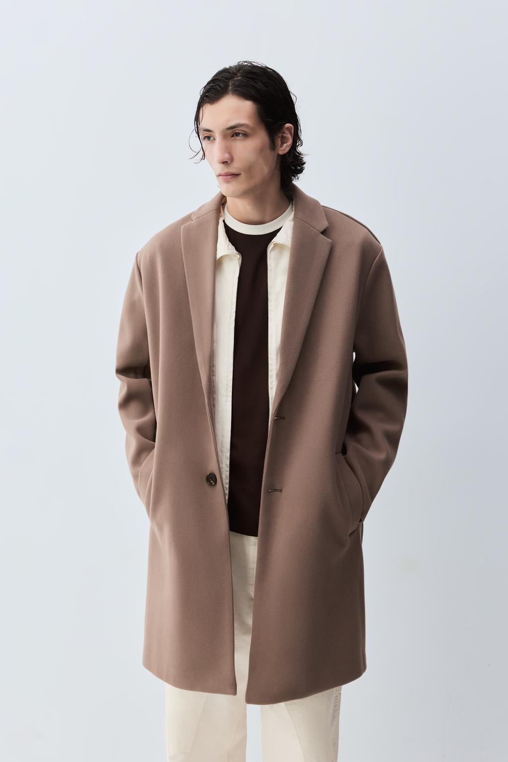 Basic synthetic wool coat
