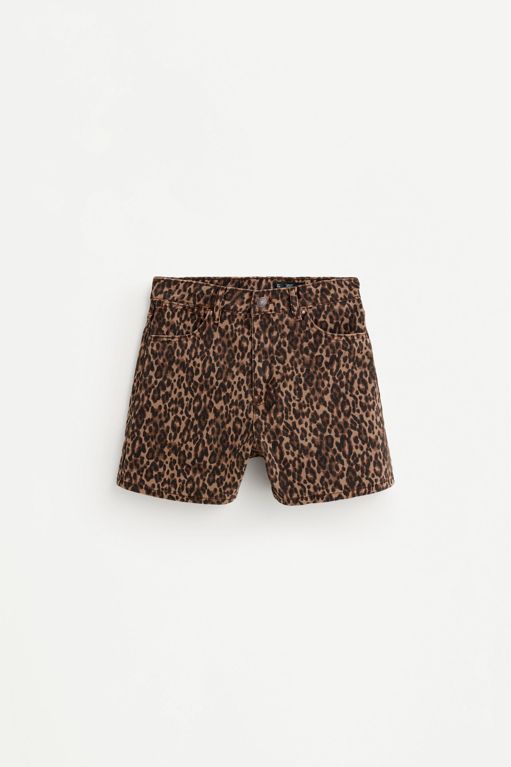 Leopard print mom fit denim shorts — LEOPARD PRINT