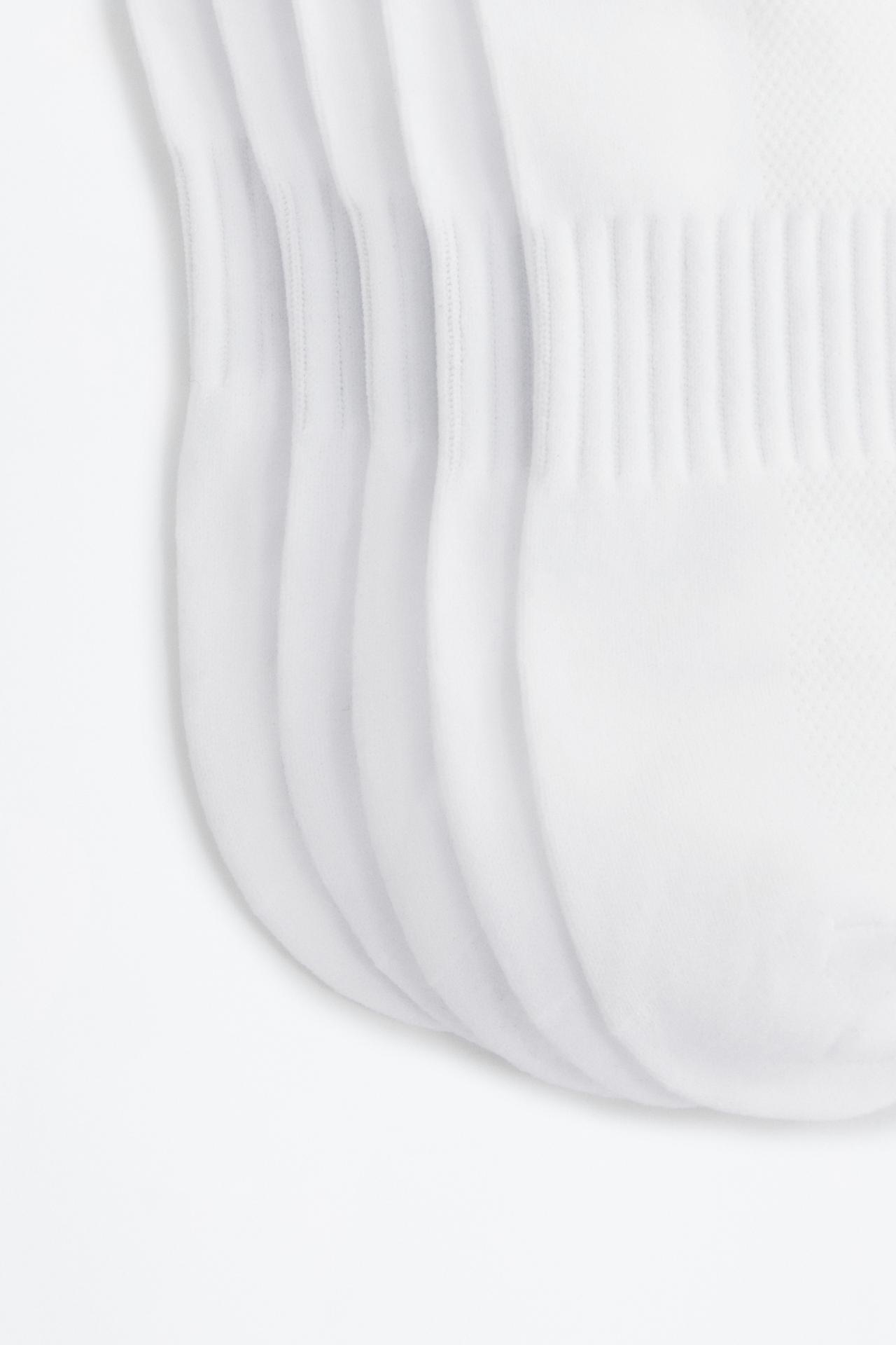Short sports socks (5-pack) — WHITE