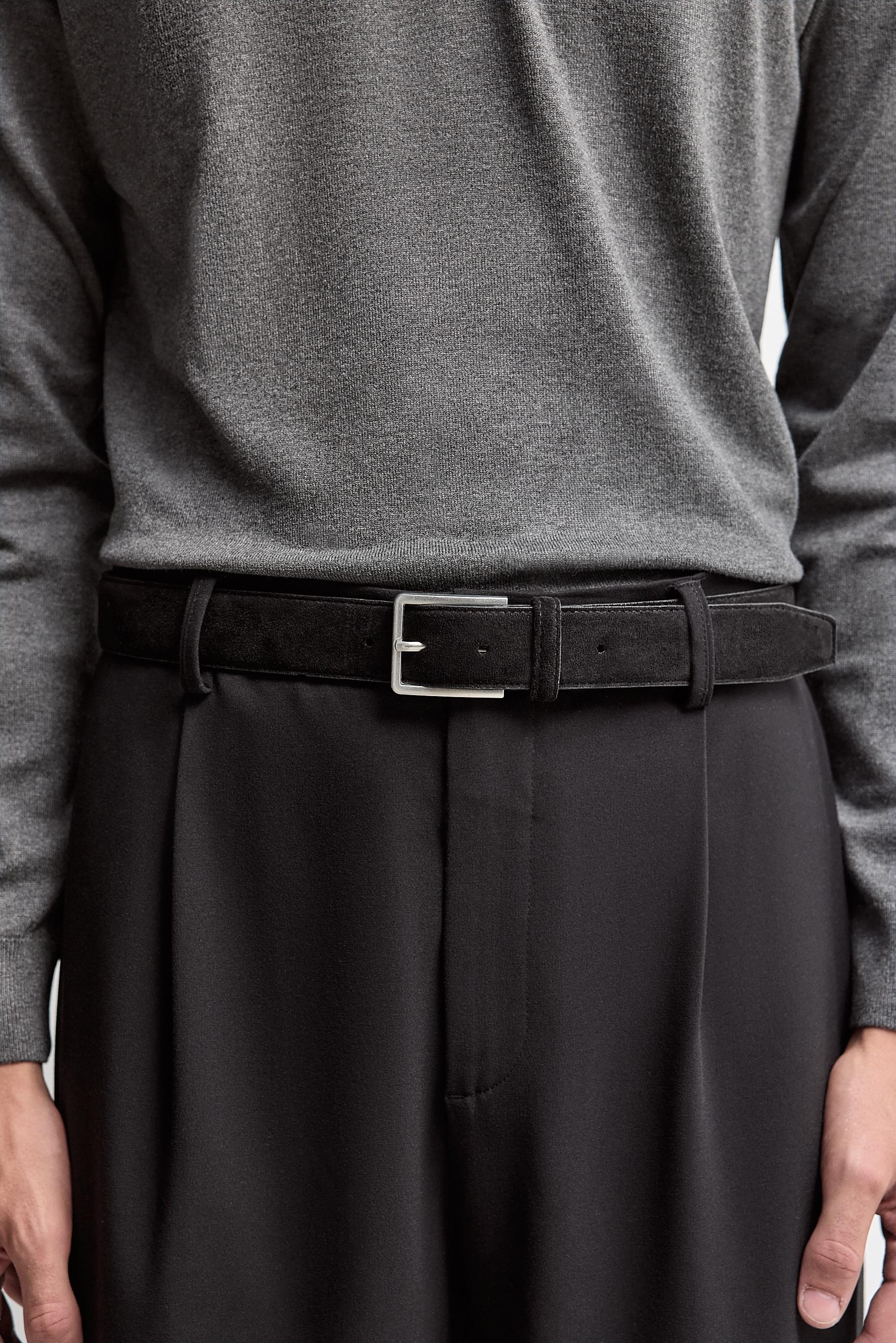 Faux suede belt — BLACK