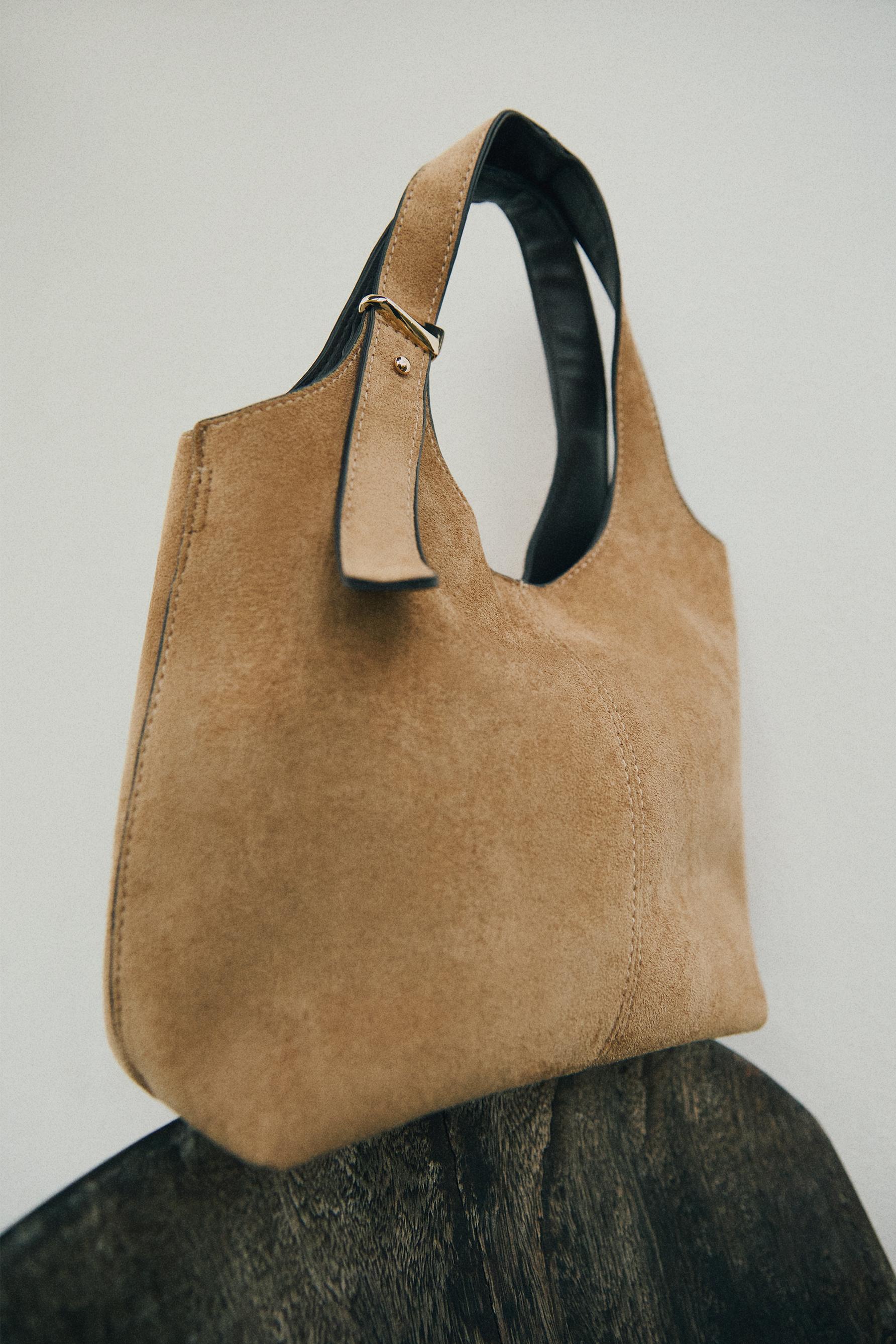 Suede Effect Mini Shopper Bag — CAMEL