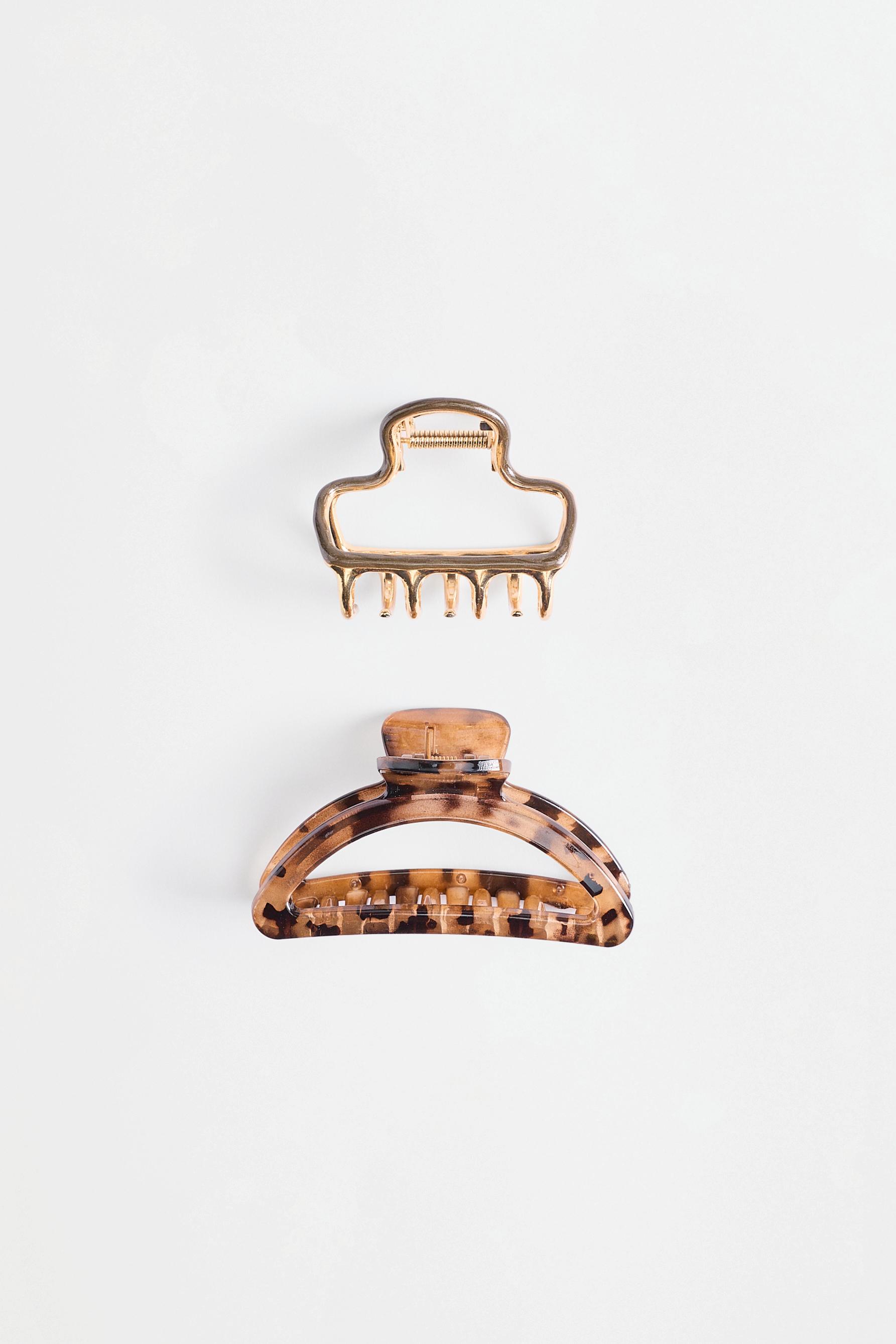Combined hair clips (2-pack) — TORTOISESHELL