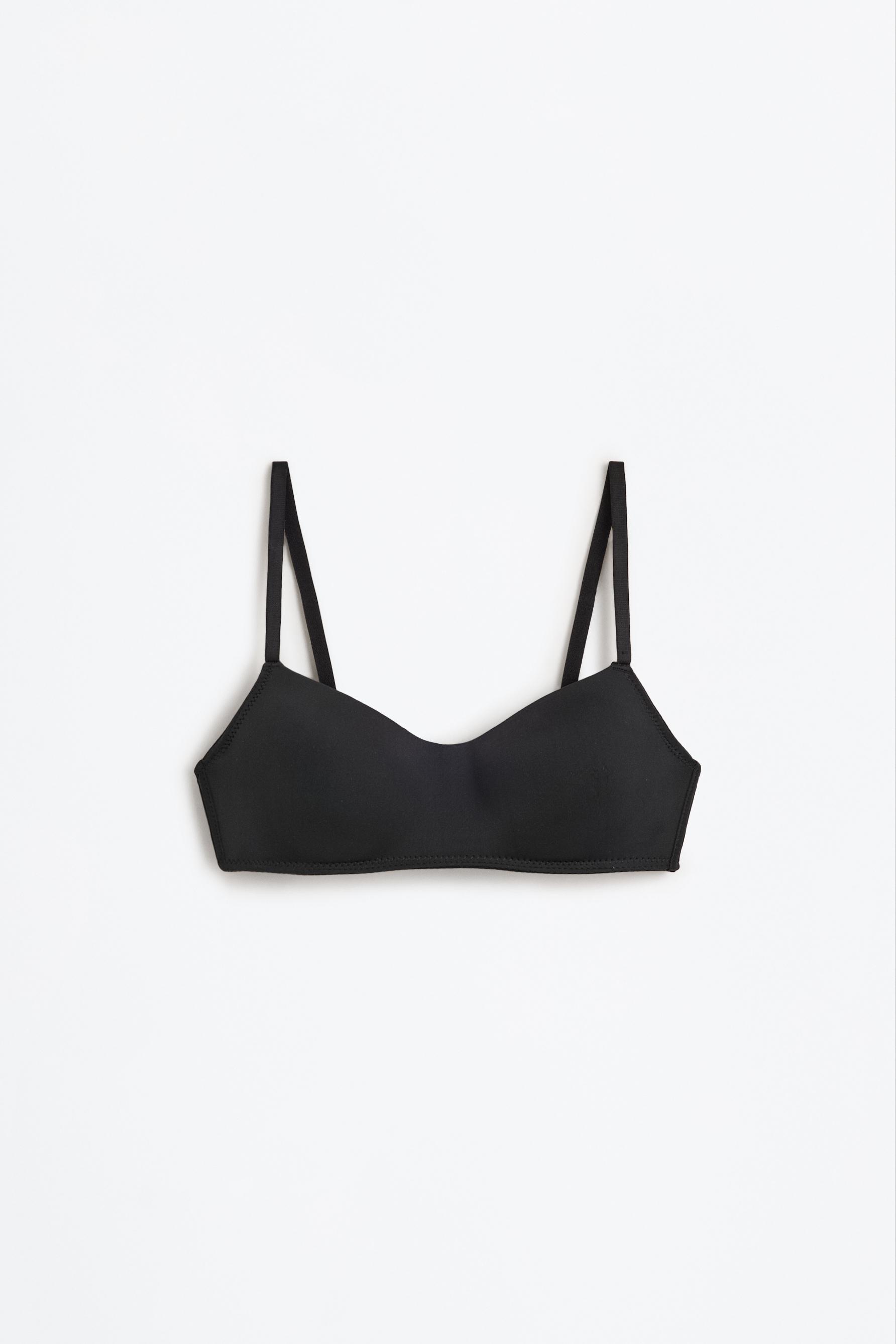 Microfibre pre-shaped bra — BLACK