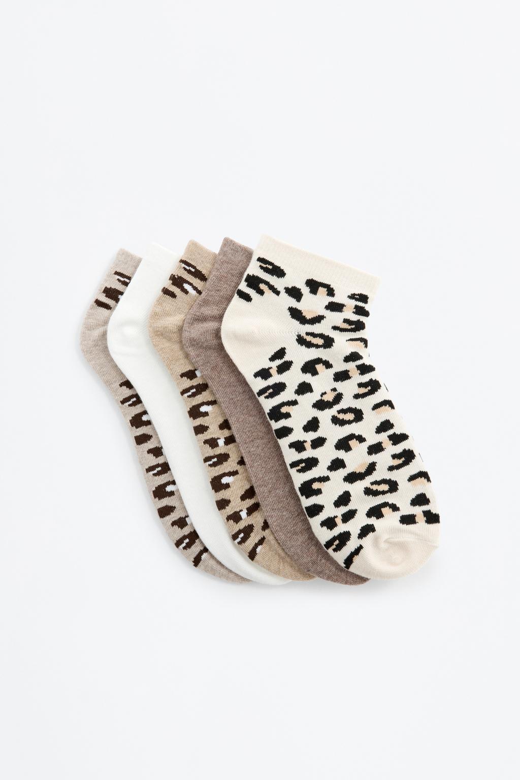 Pack 5 calcetines tobilleros animal print