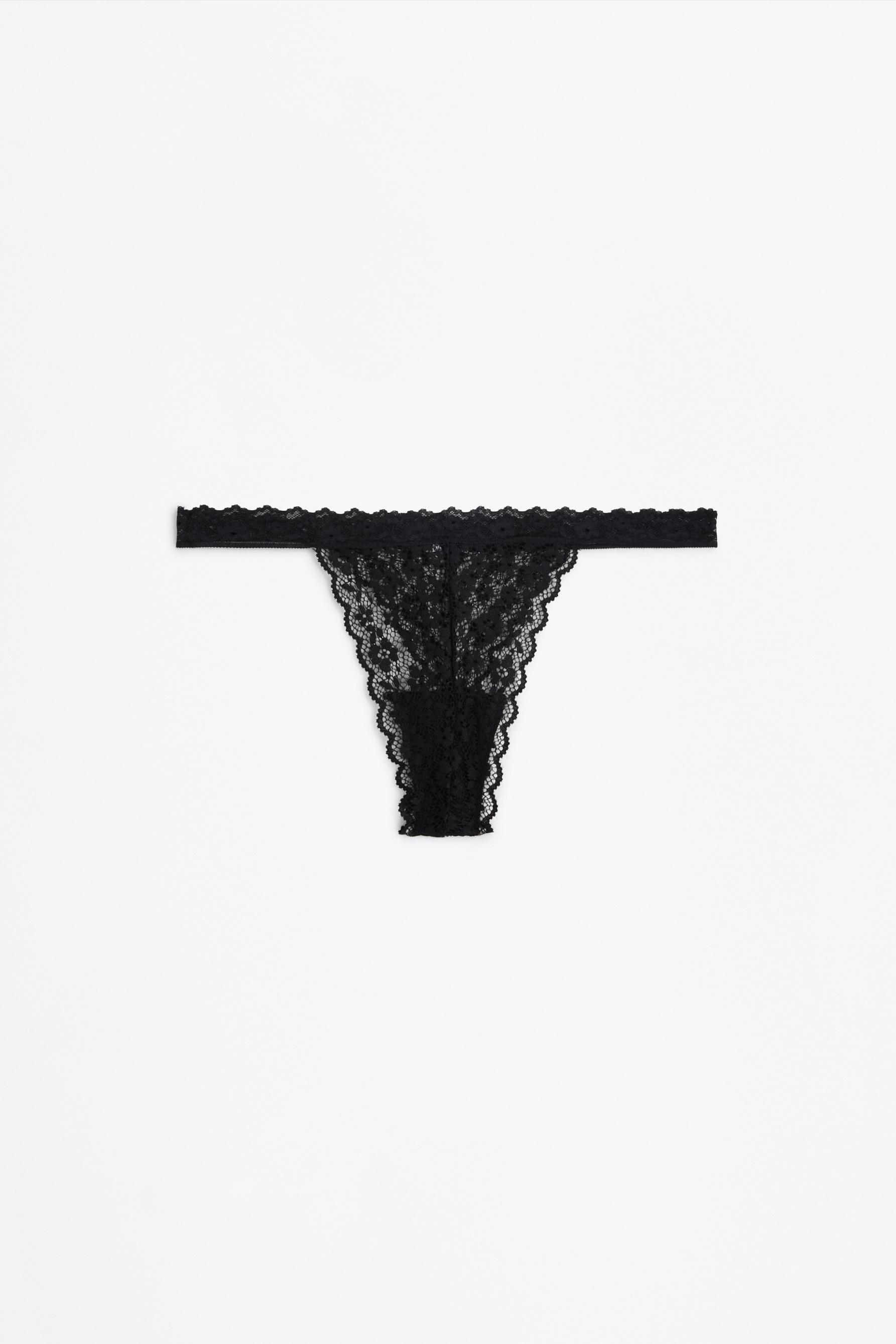 2-pack of lace thongs — BLACK
