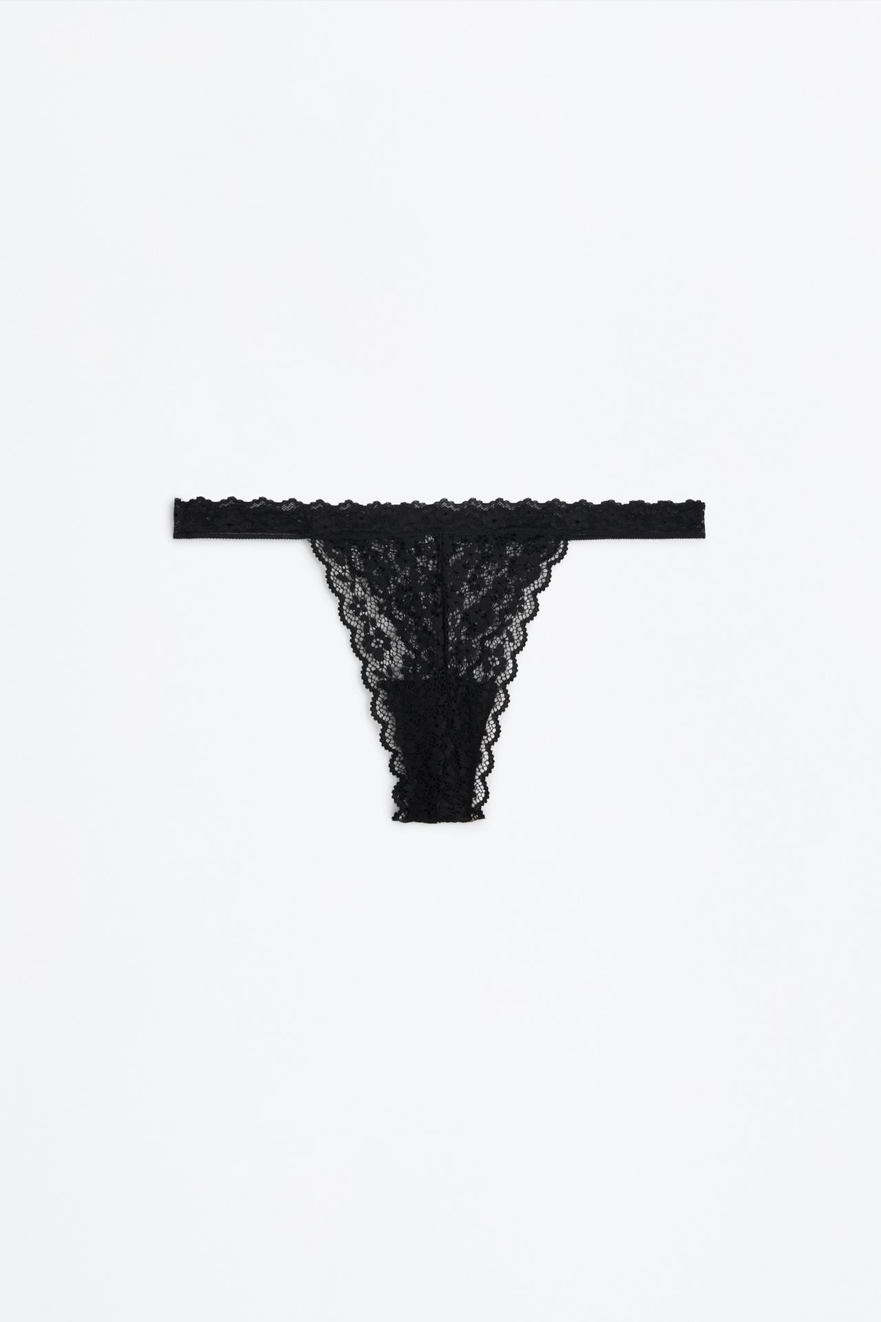 2-pack of lace thongs — BLACK