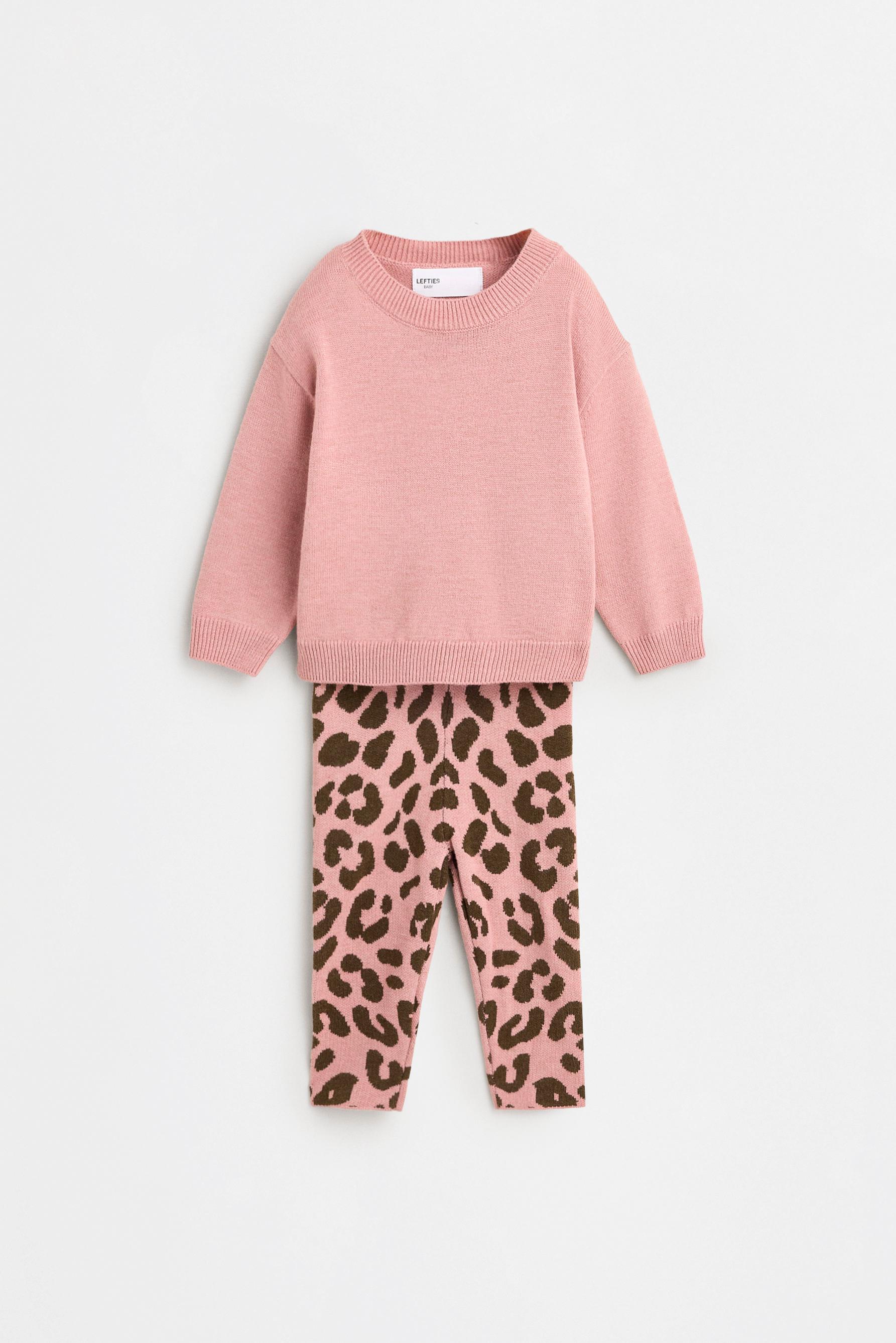 Knit sweater and animal print leggings co-ord — DUSTY PINK
