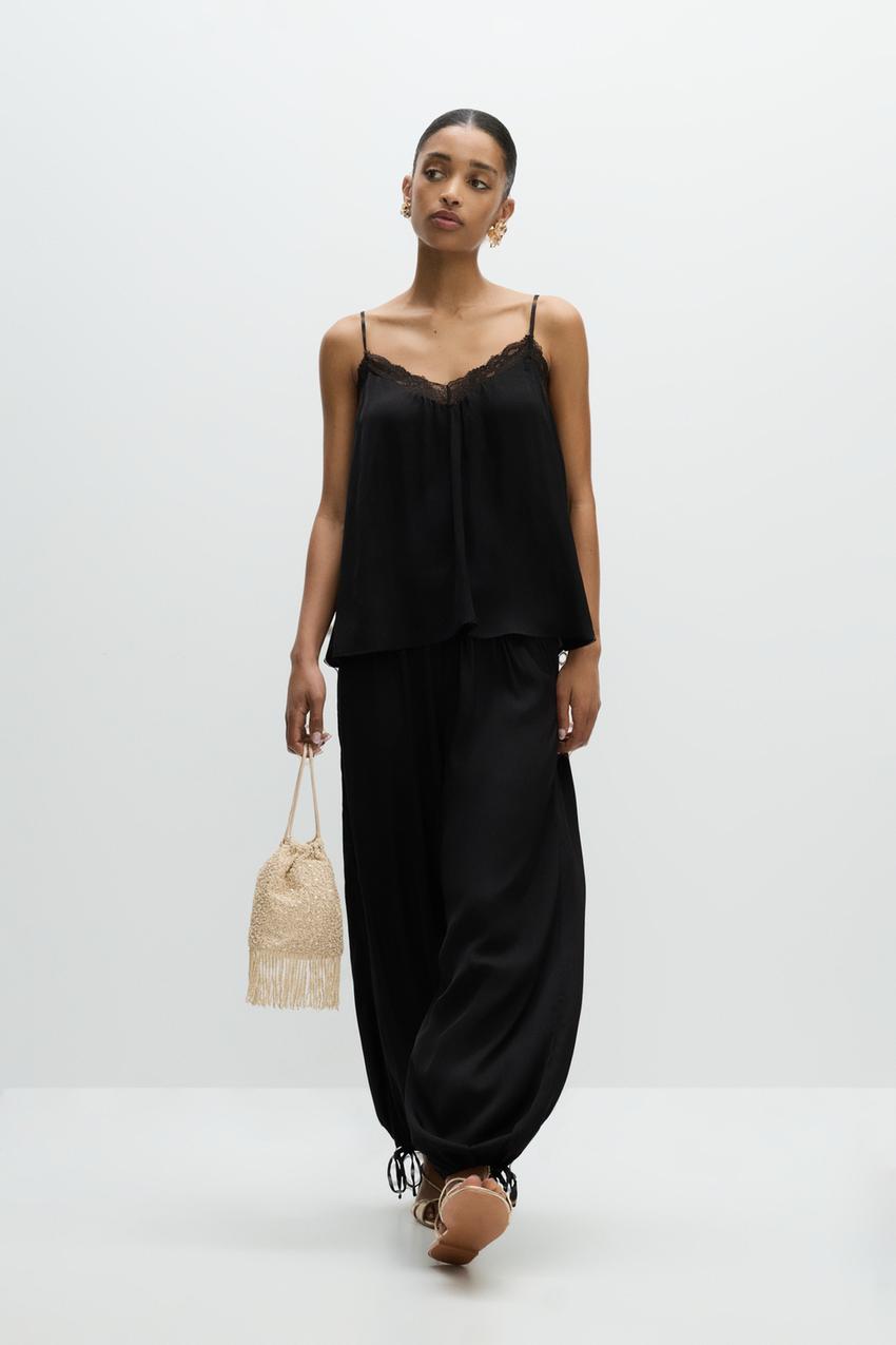 Pantalon Bombacho Pantalon Tiro Largo Mujer Pantalón Cargo