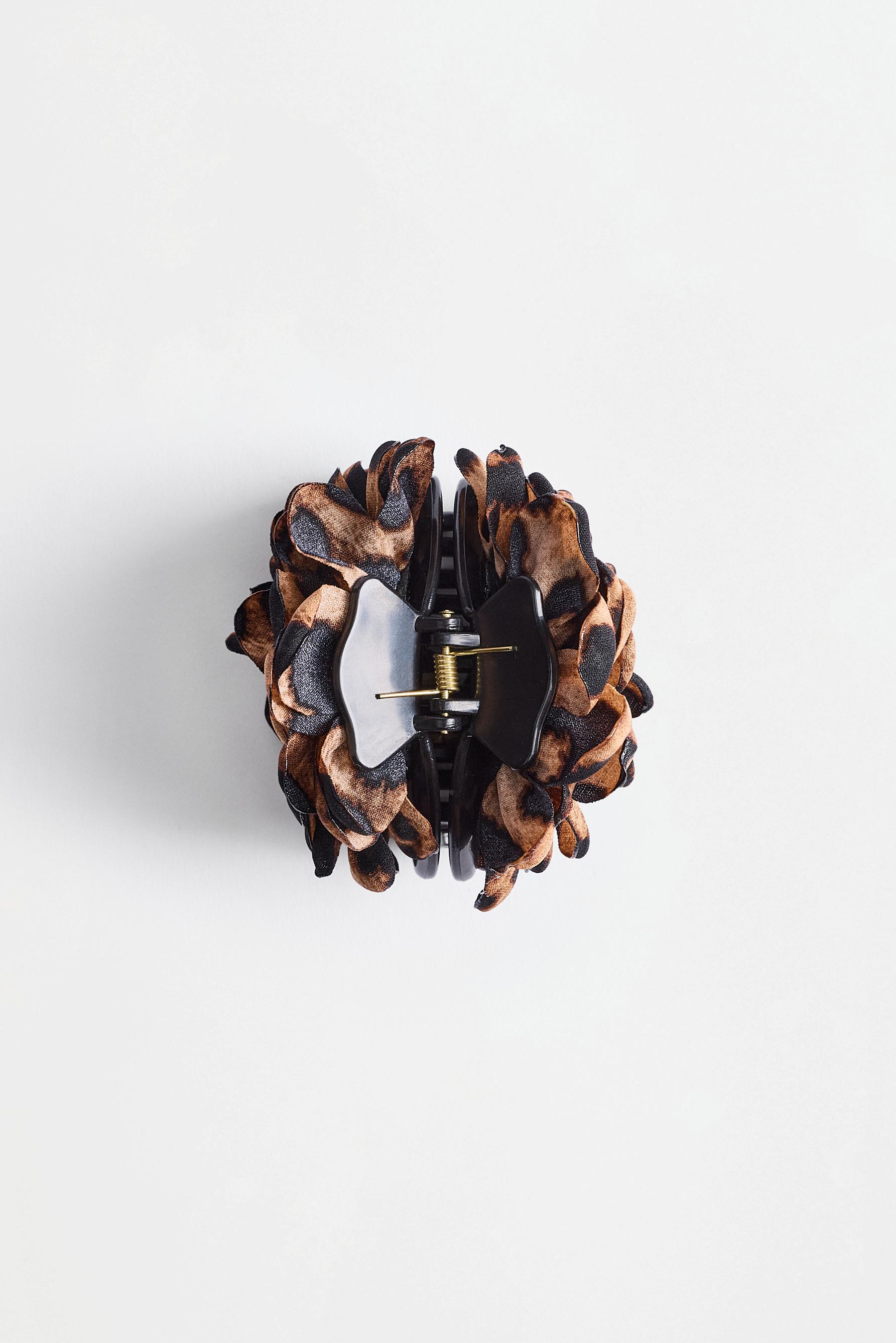 Animal print flower hair clip — LEOPARD PRINT