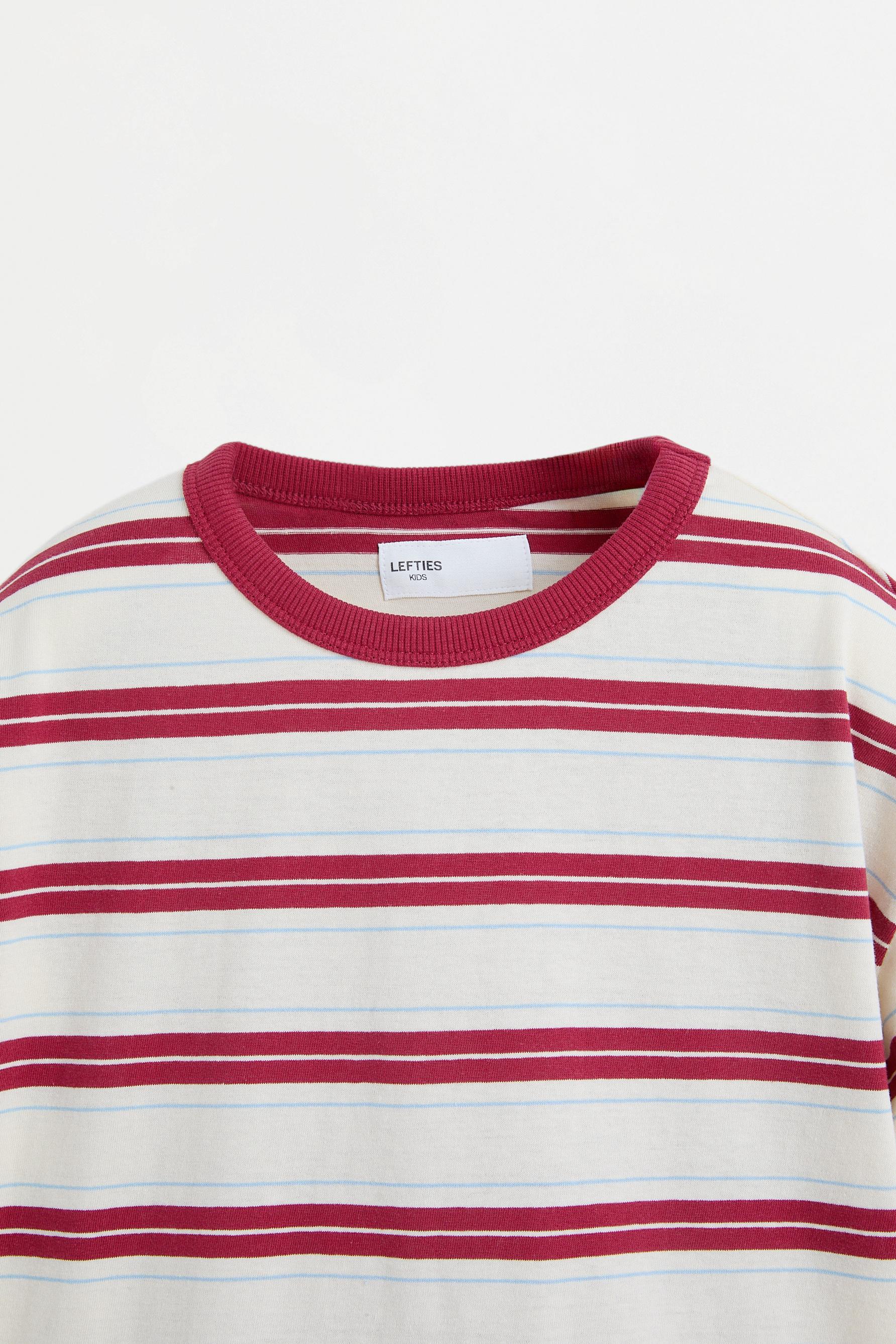 Kids | Green Striped T-shirt — RED