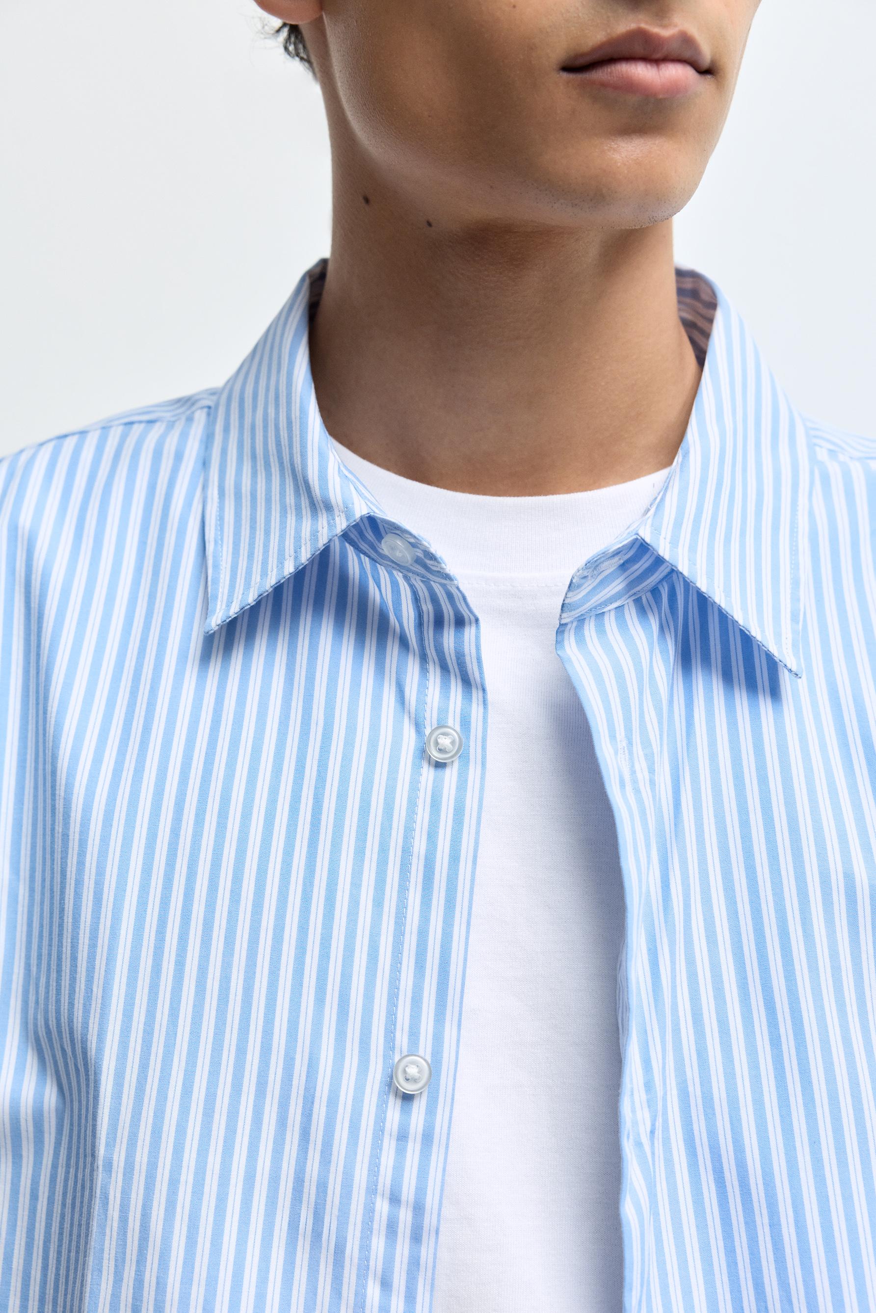 Striped regular fit shirt — PALE BLUE