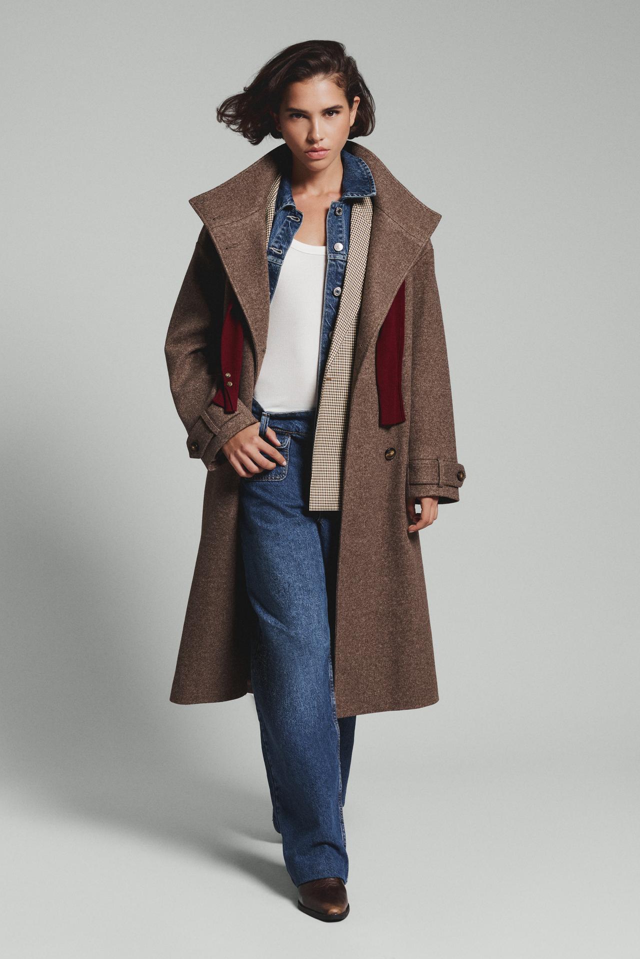 Long cloth coat — BROWN