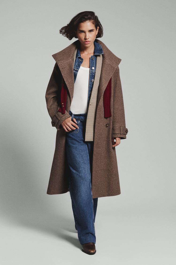 Long cloth coat — BROWN