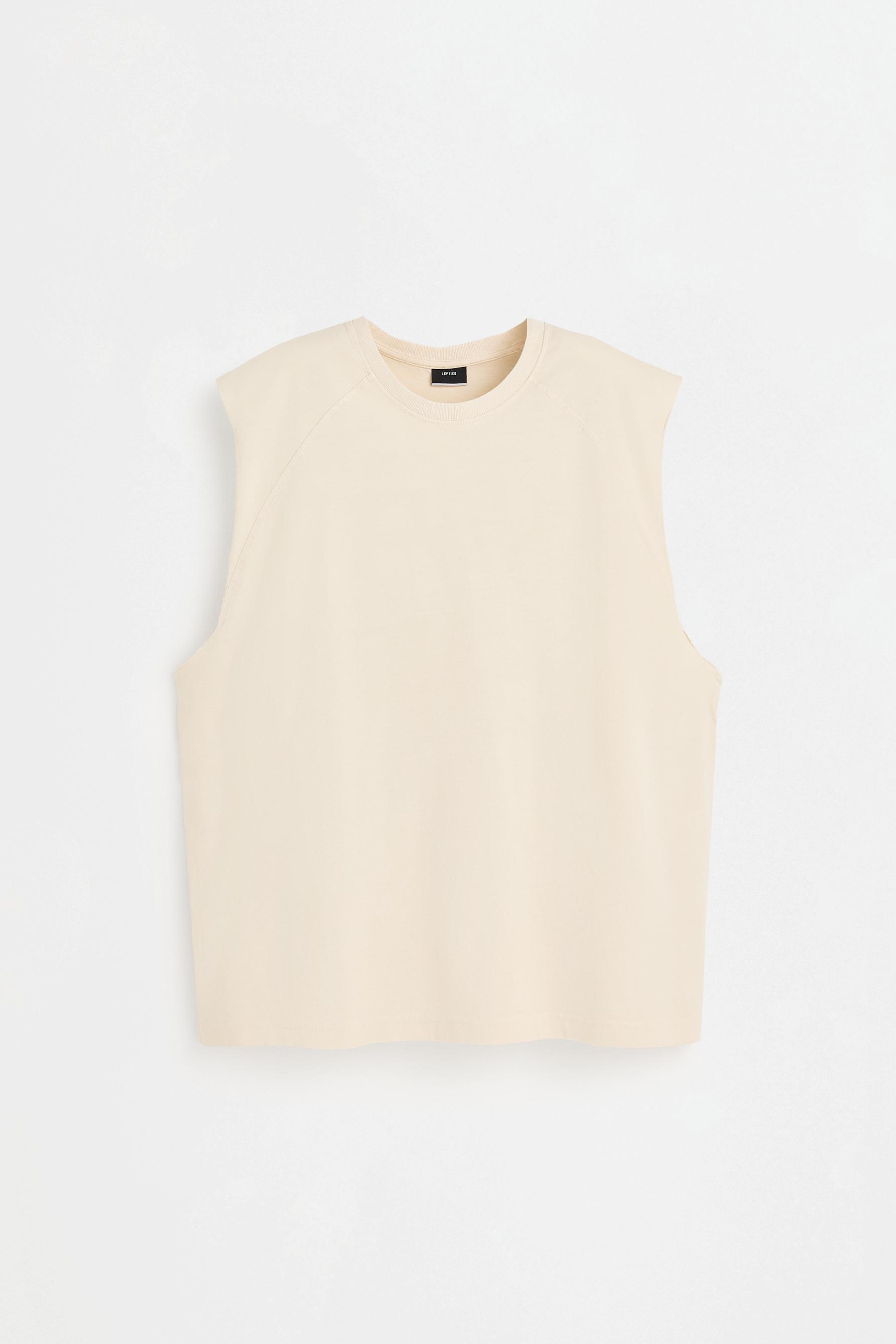 Washed-effect sleeveless T-shirt — ECRU