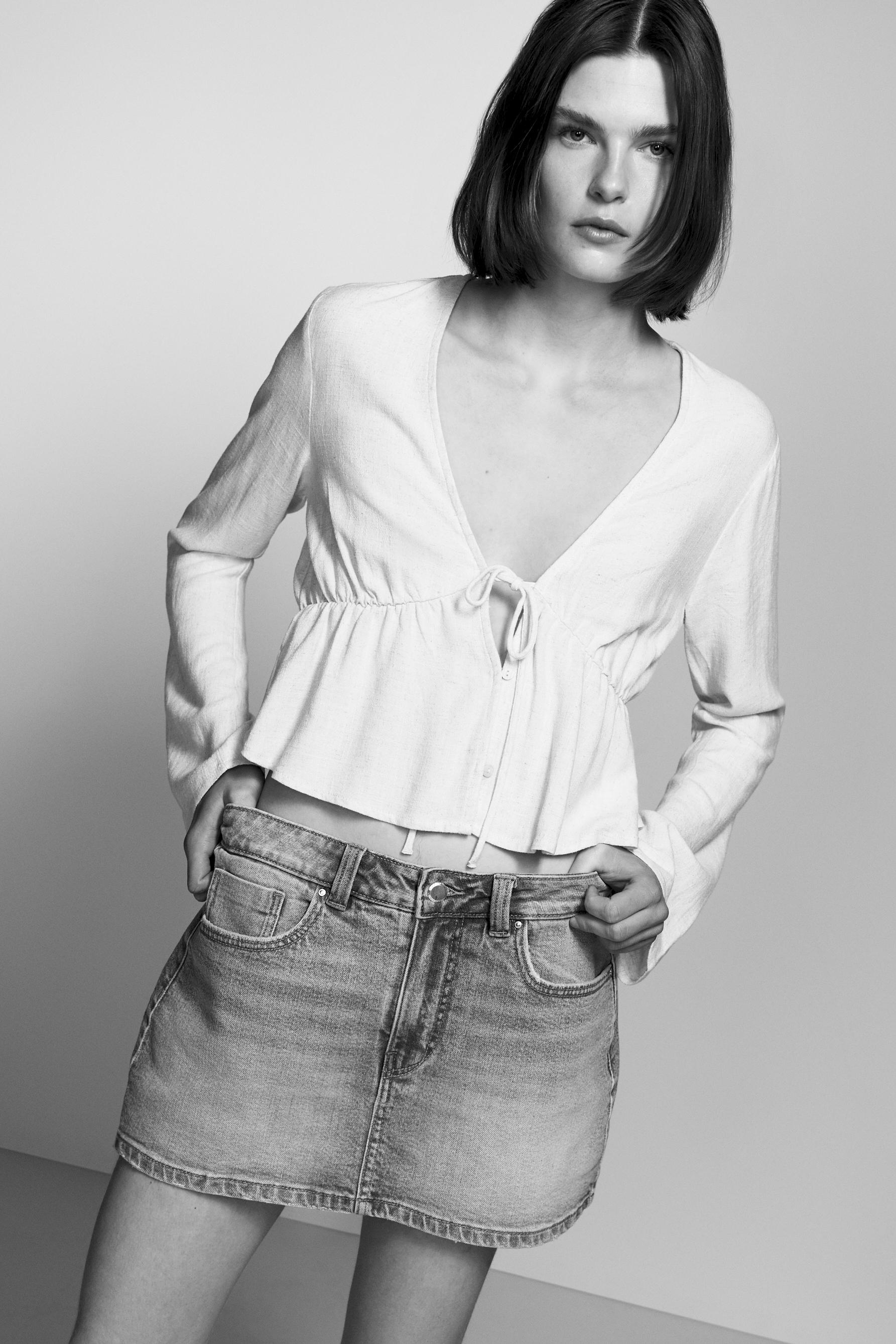 Denim skort — PALE BLUE