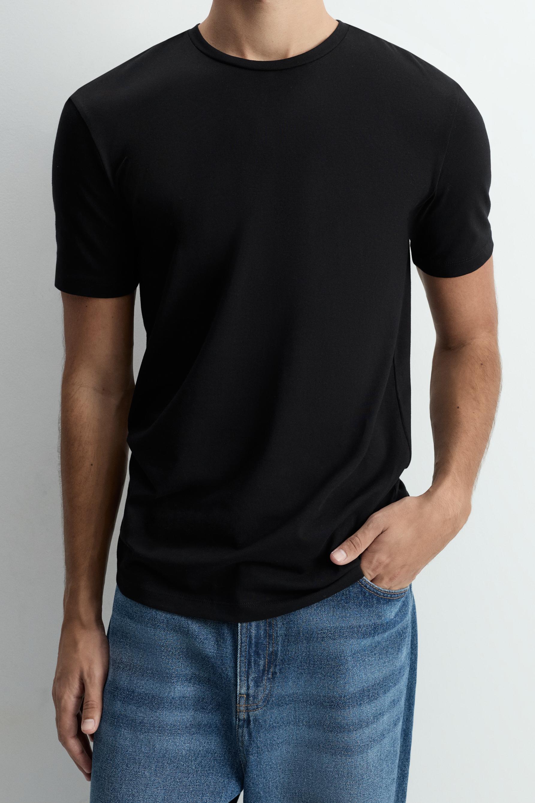 Soft slim fit T-shirt — BLACK