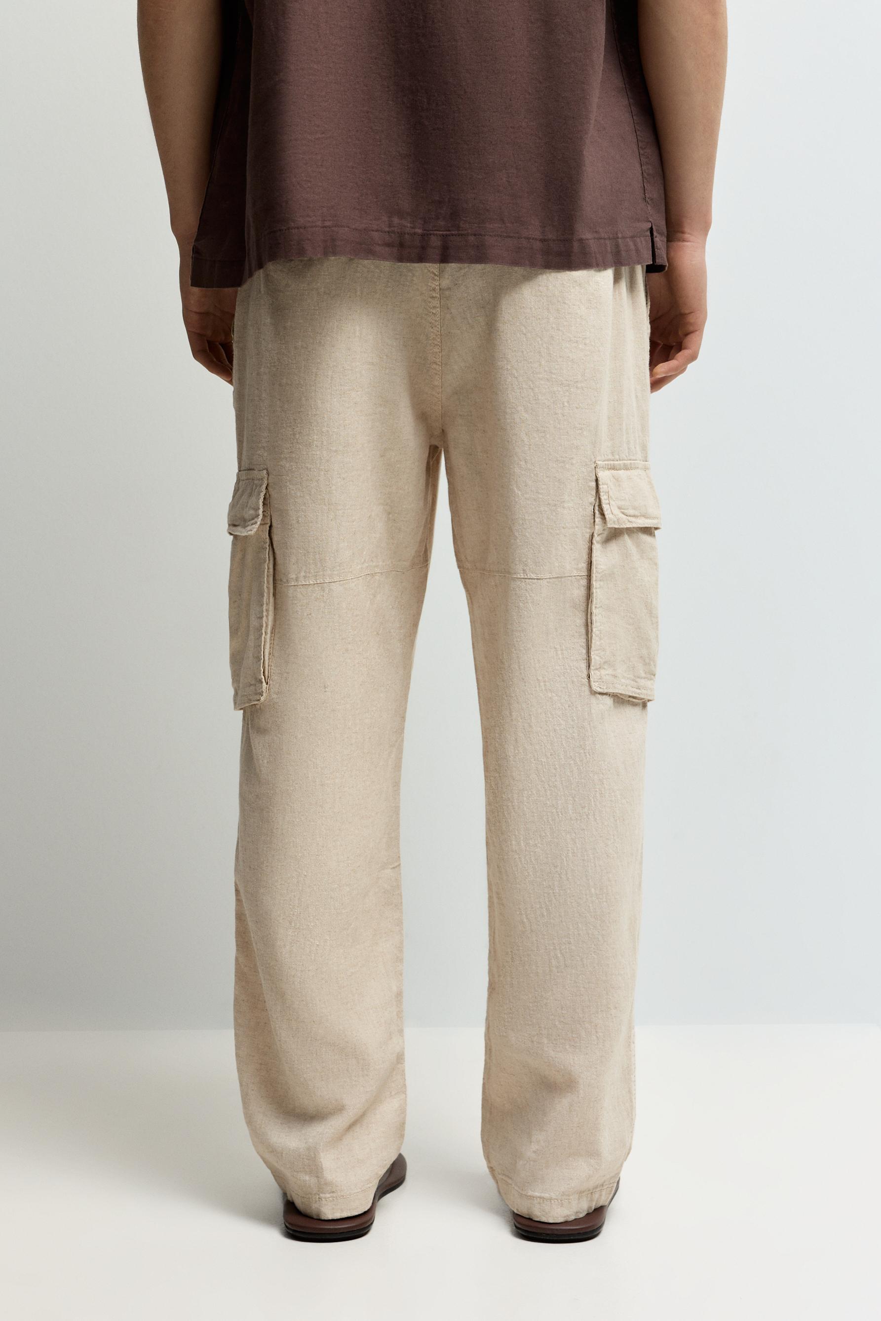 Linen-cotton cargo jogger trousers — OFF WHITE