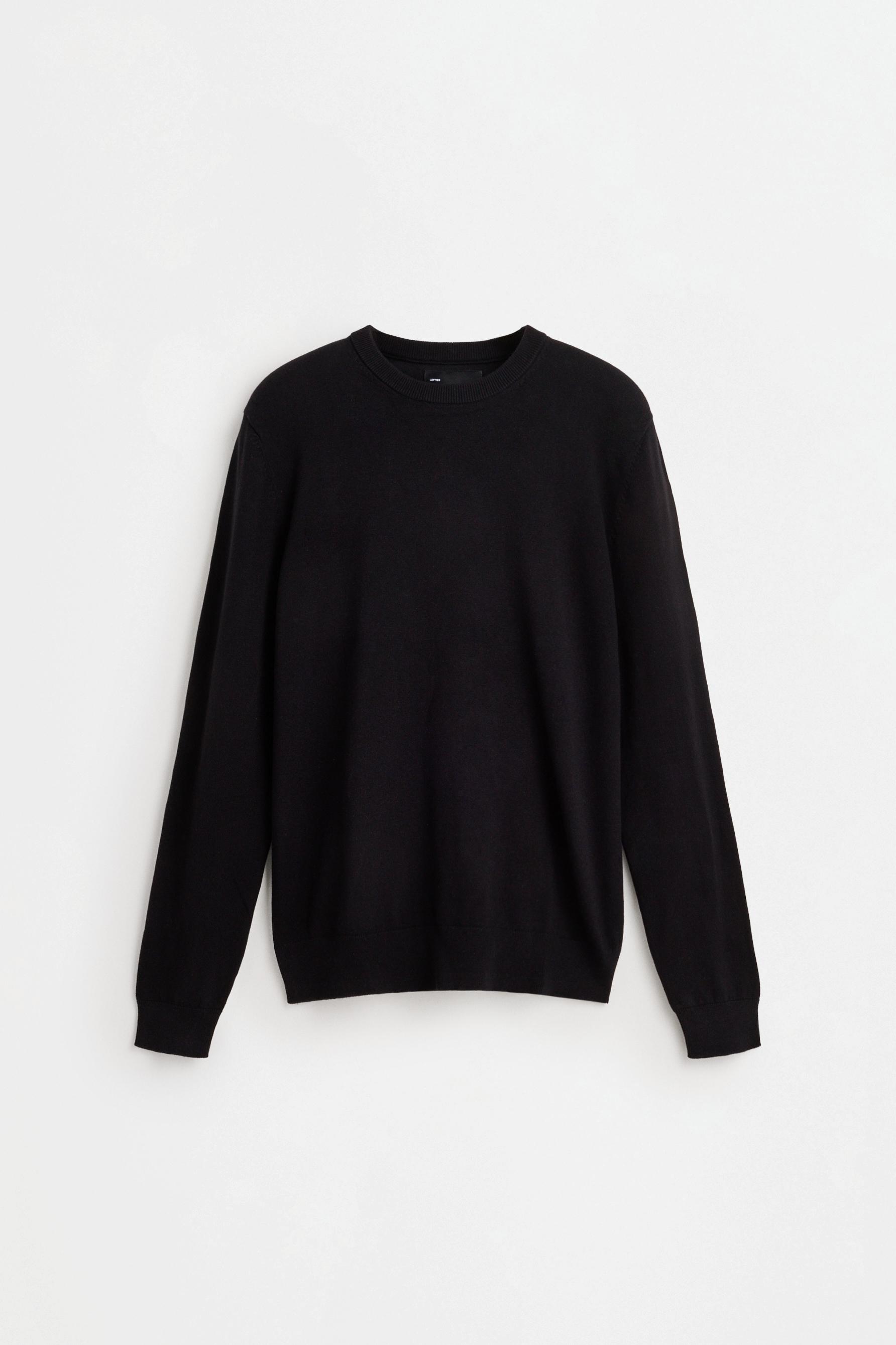 Basic round neck sweater — BLACK