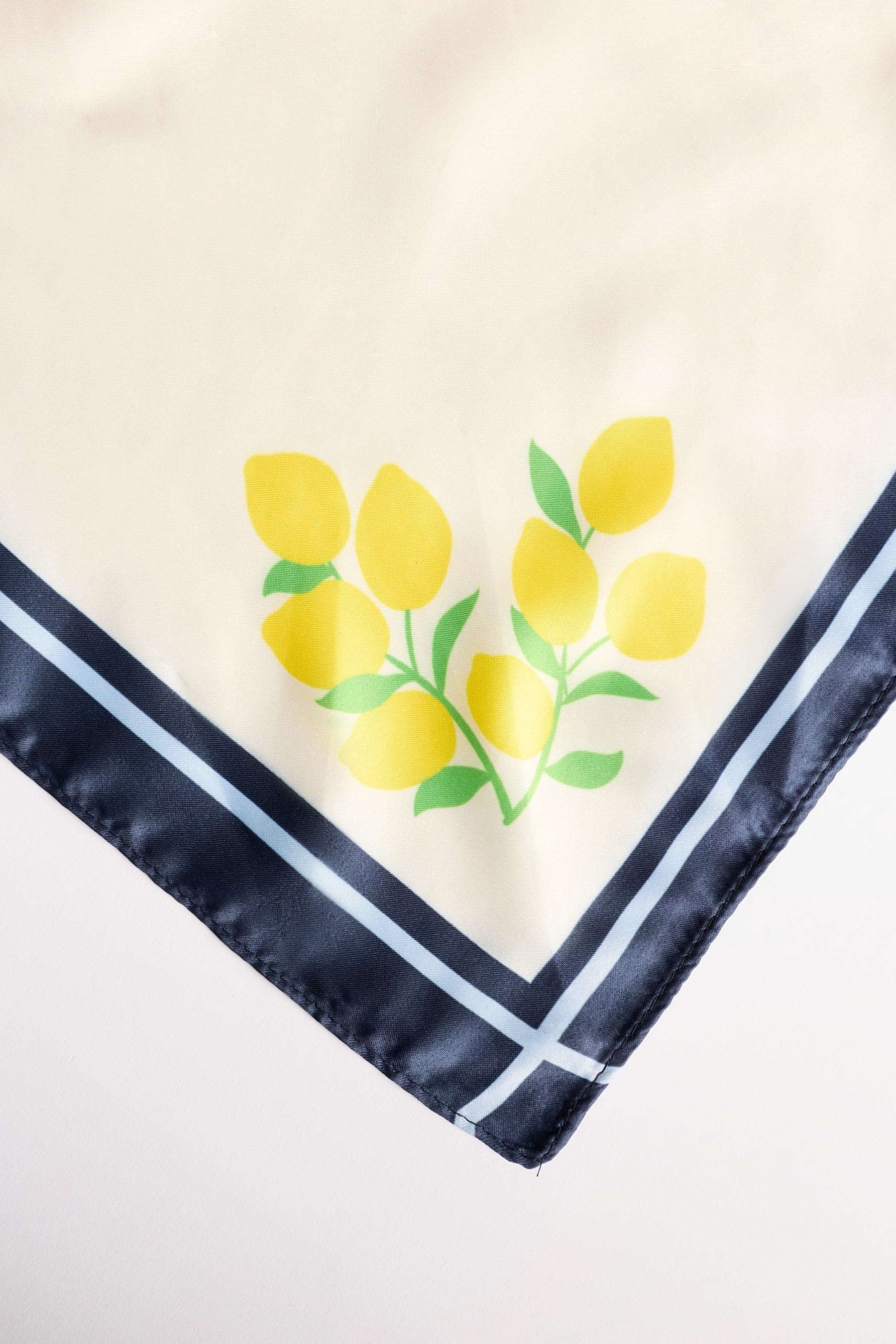 Fish print satin scarf — ECRU