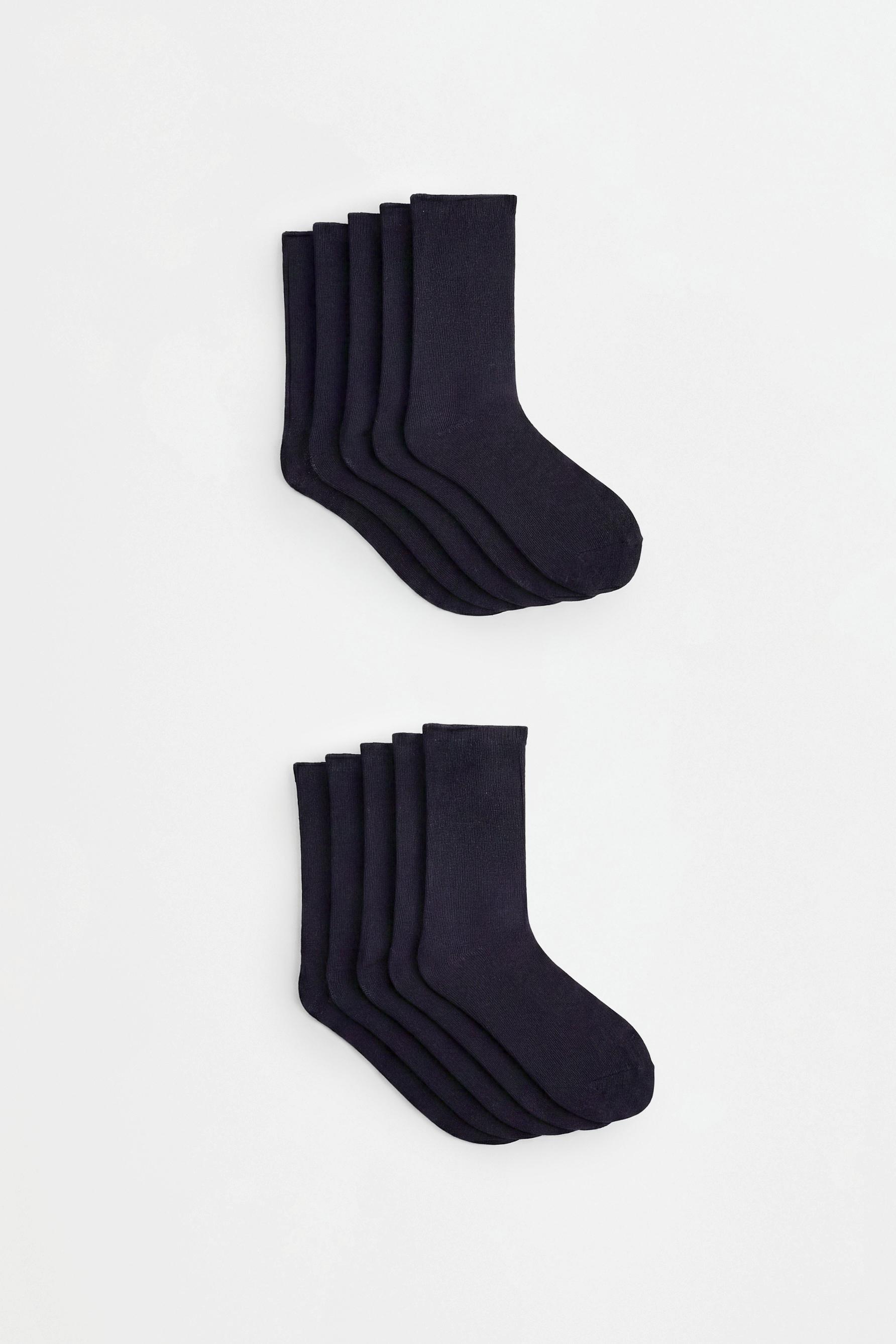 Plain long socks (10-pack) — BLACK