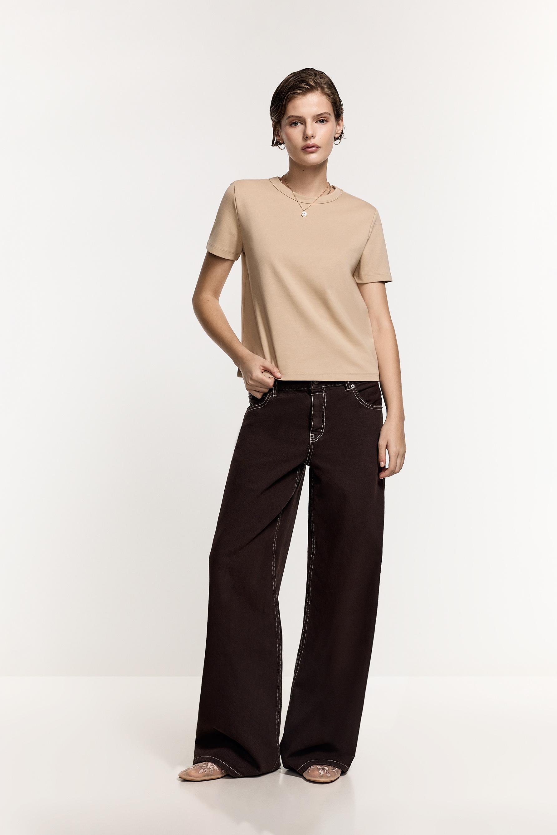 Basic short sleeve T-shirt — BEIGE
