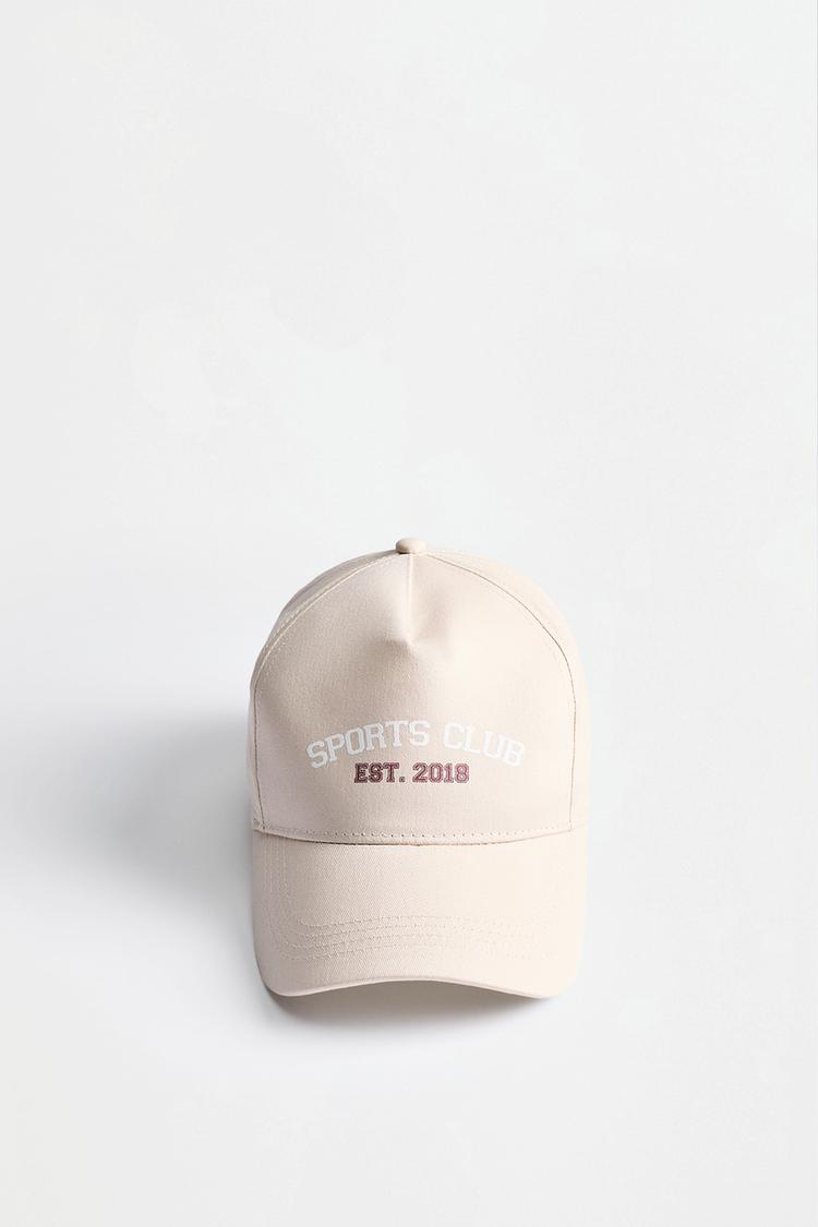 Sports Club text cap — GREEN/ECRU