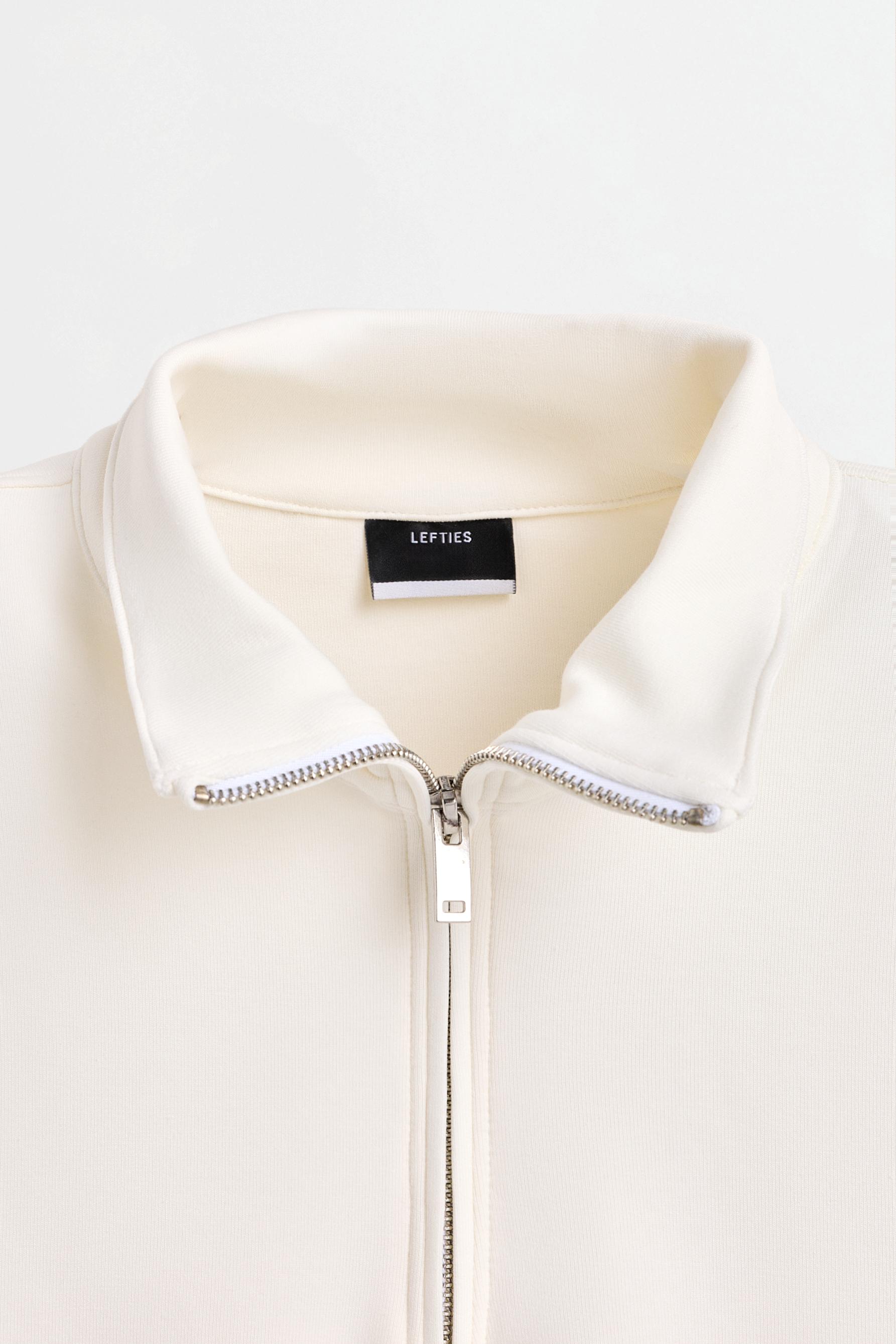 Interlock polo shirt with zip — OFF WHITE