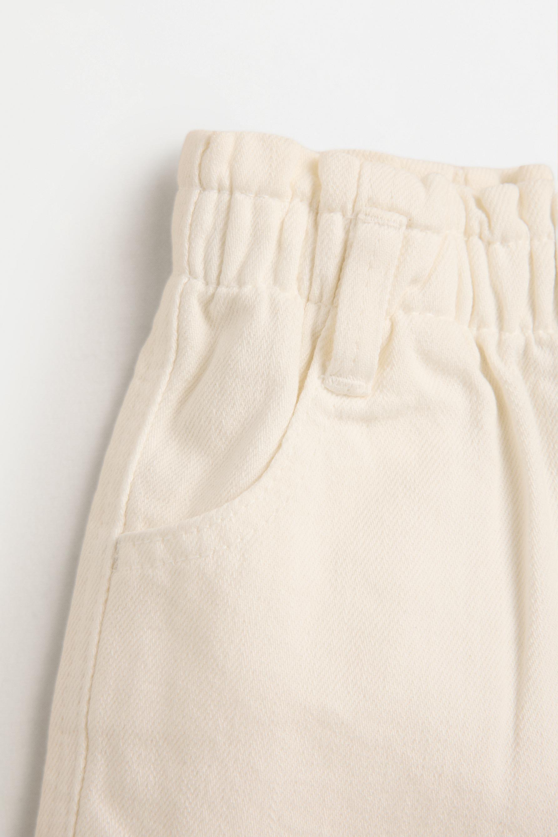 Denim paperbag shorts — WHITE