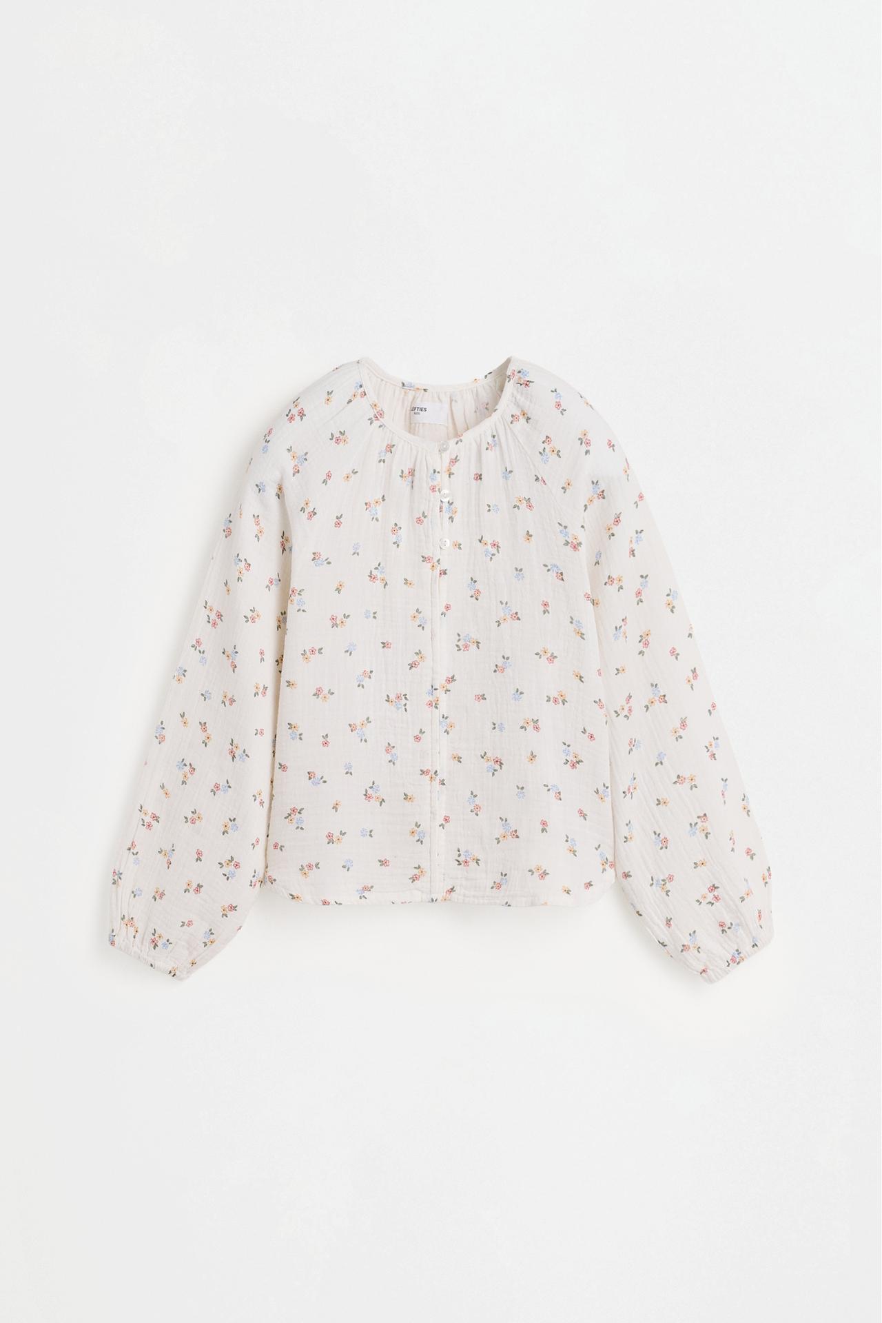 Printed double gauze blouse — PINK