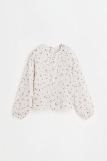 Printed double gauze blouse — PINK 1