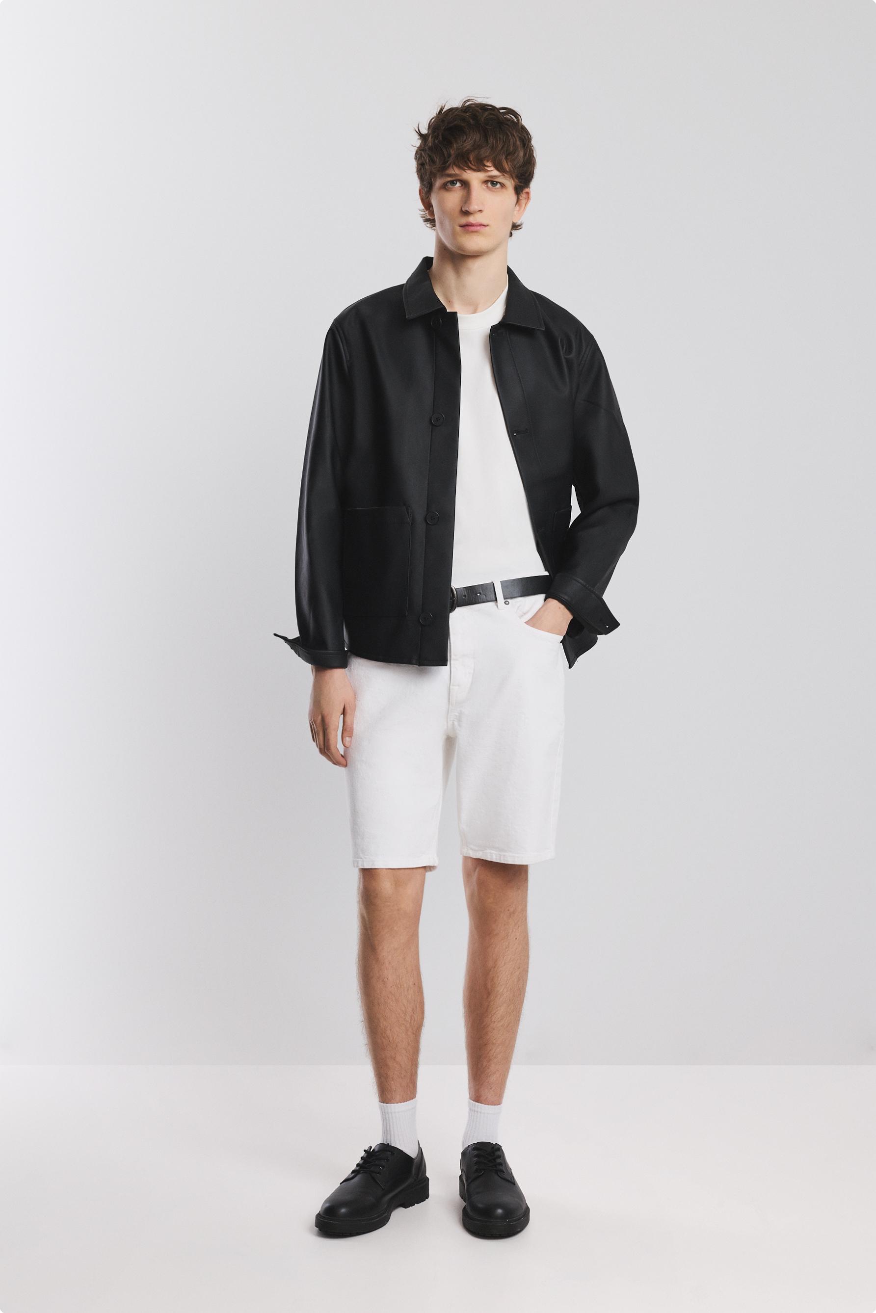 Slim denim Bermuda shorts — WHITE