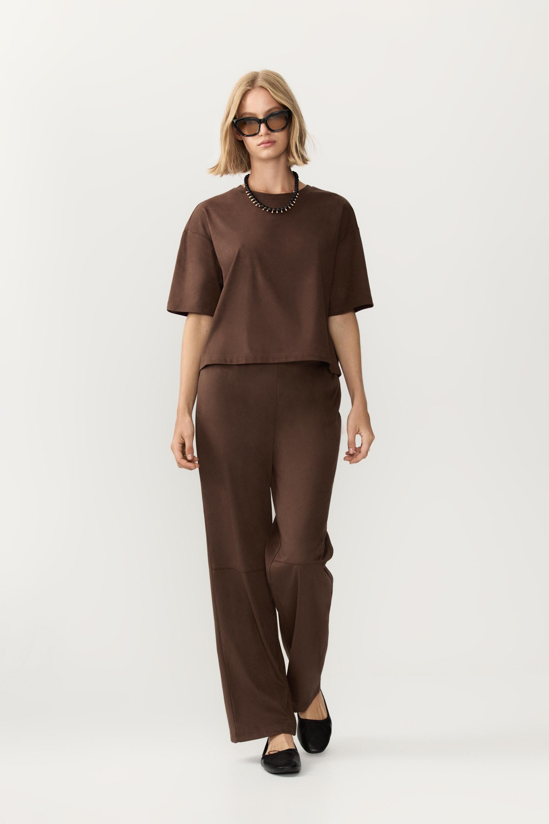 Pantalón wide leg efecto ante