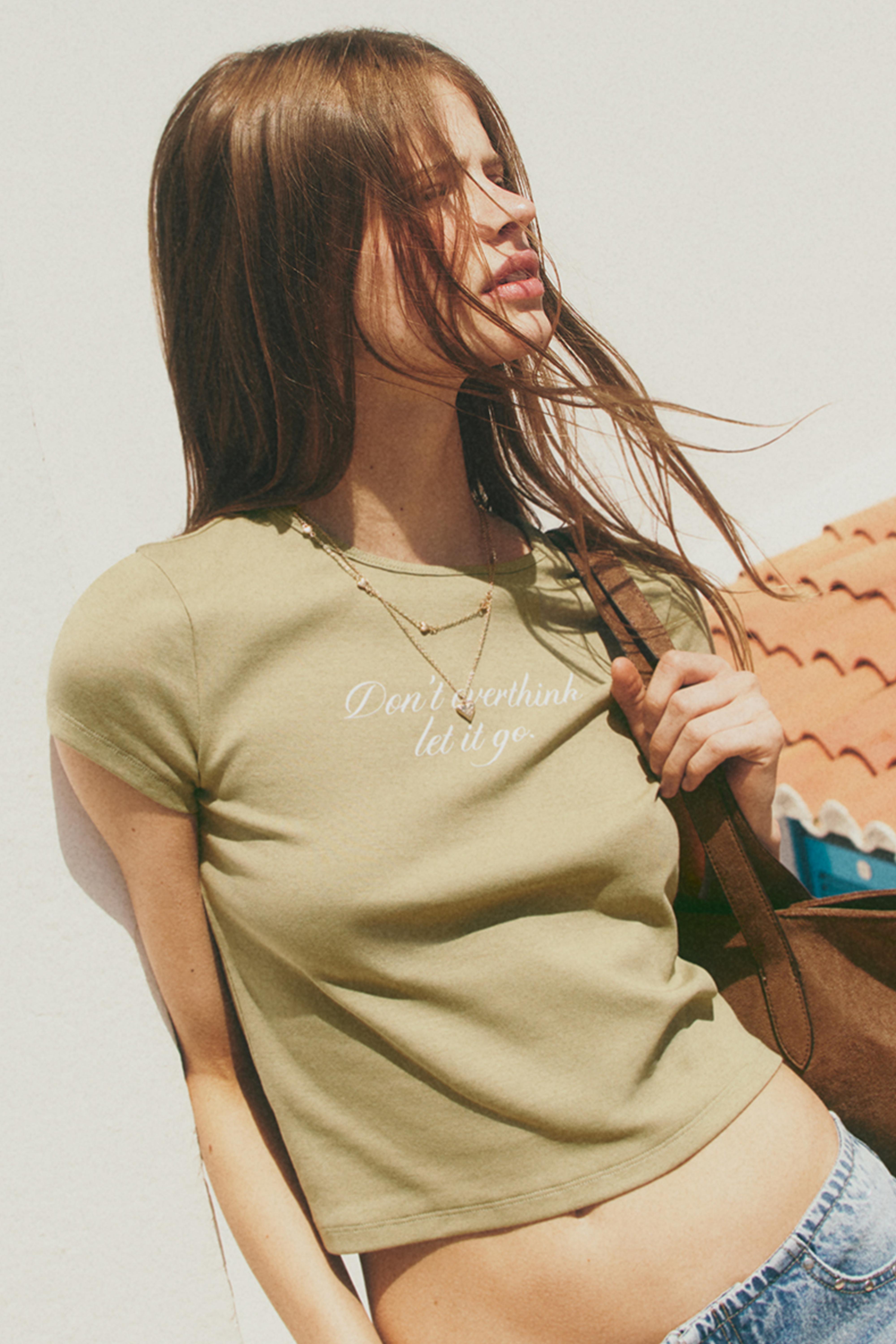 Printed Cropped T-Shirt — SAGE GREEN