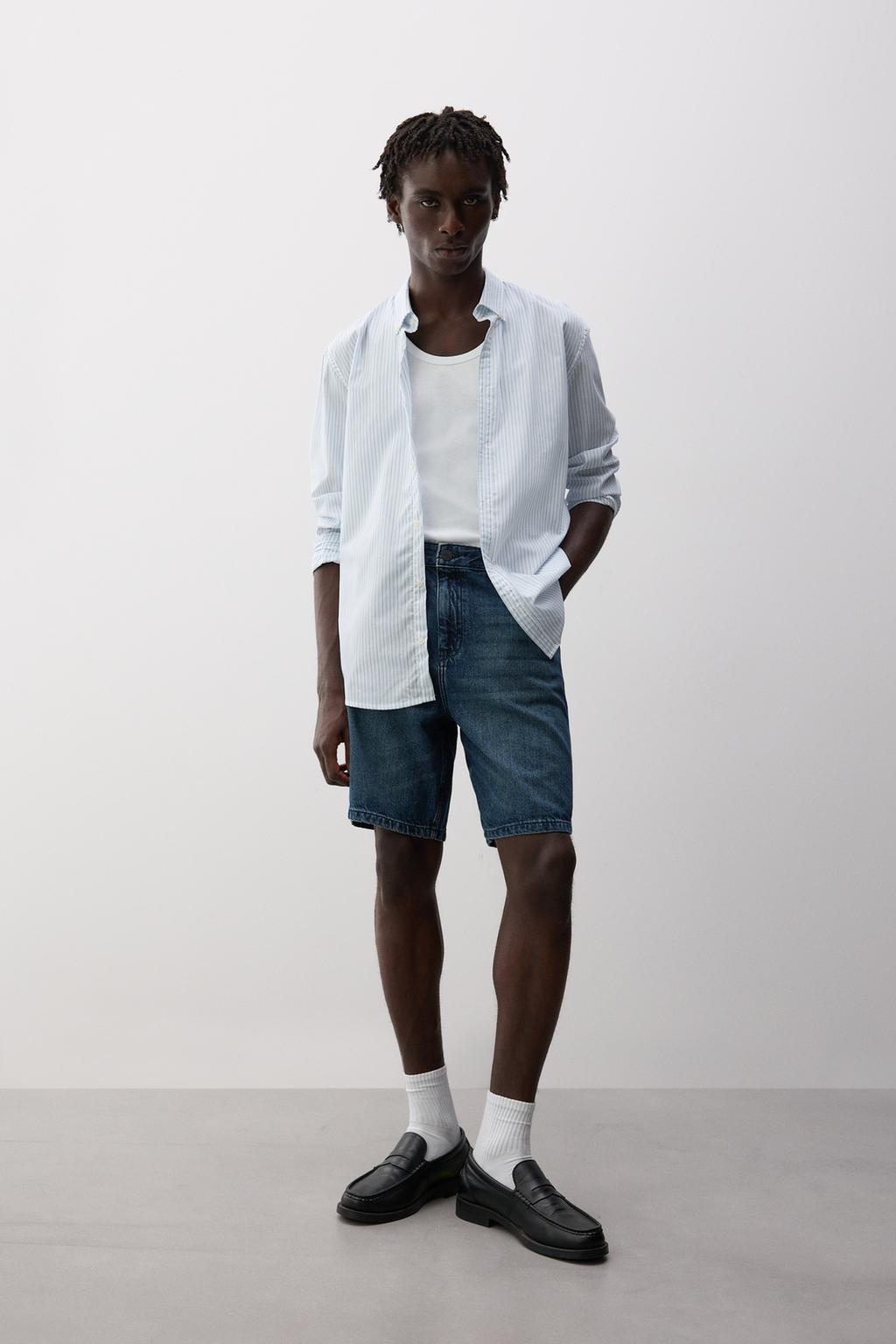 Relaxed fit denim Bermuda shorts