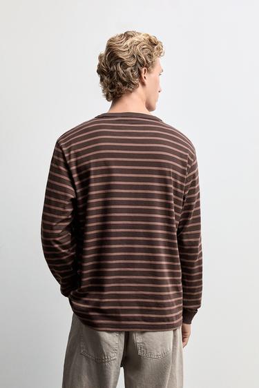 Medium jersey striped T-shirt — DARK BROWN 3