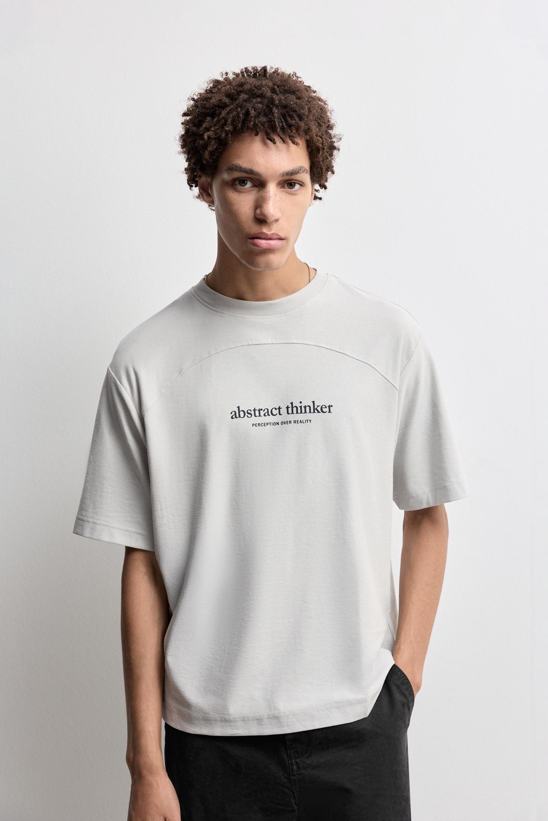 Oversized printed T-shirt — PALE GREY