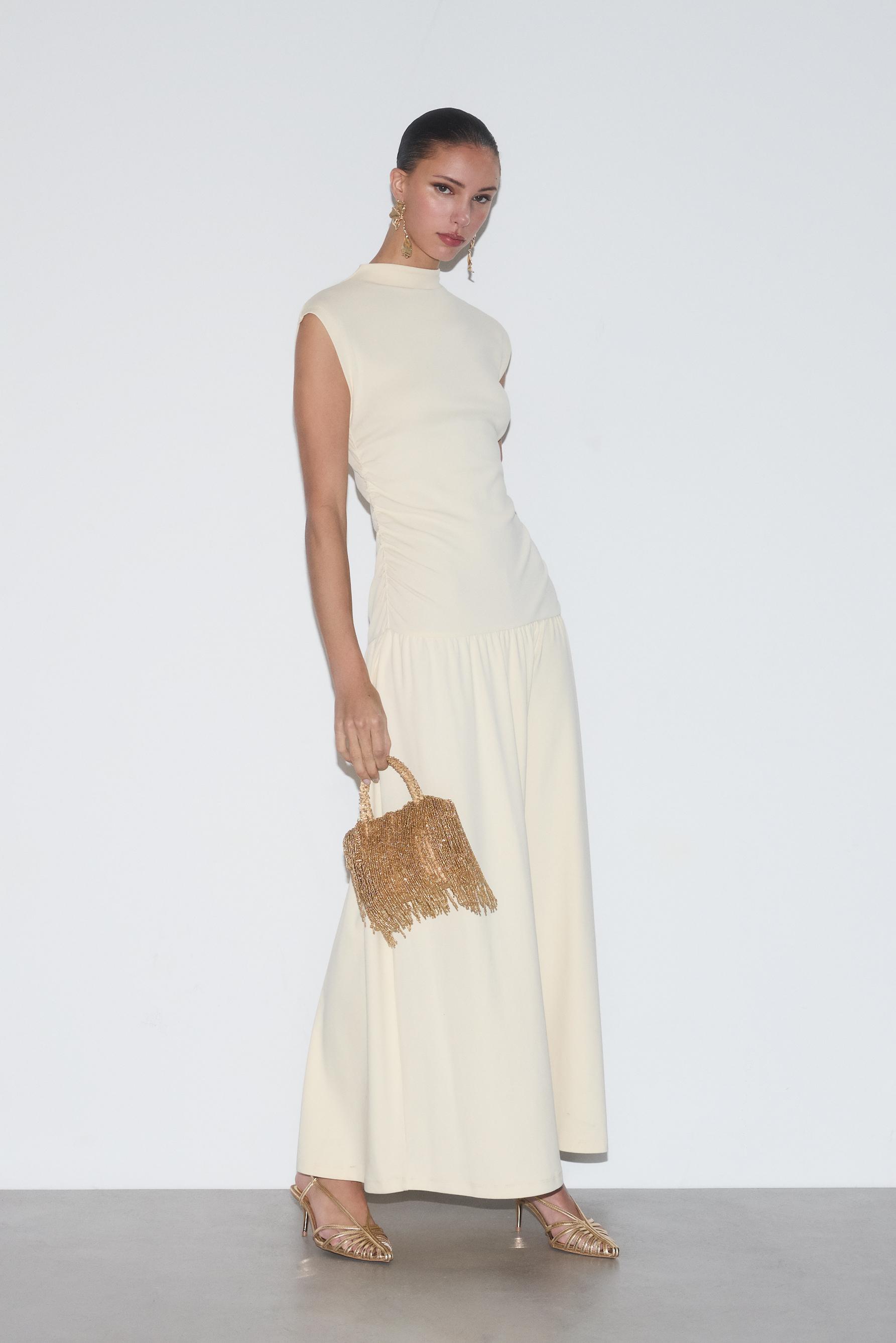 Vestido midi frunces