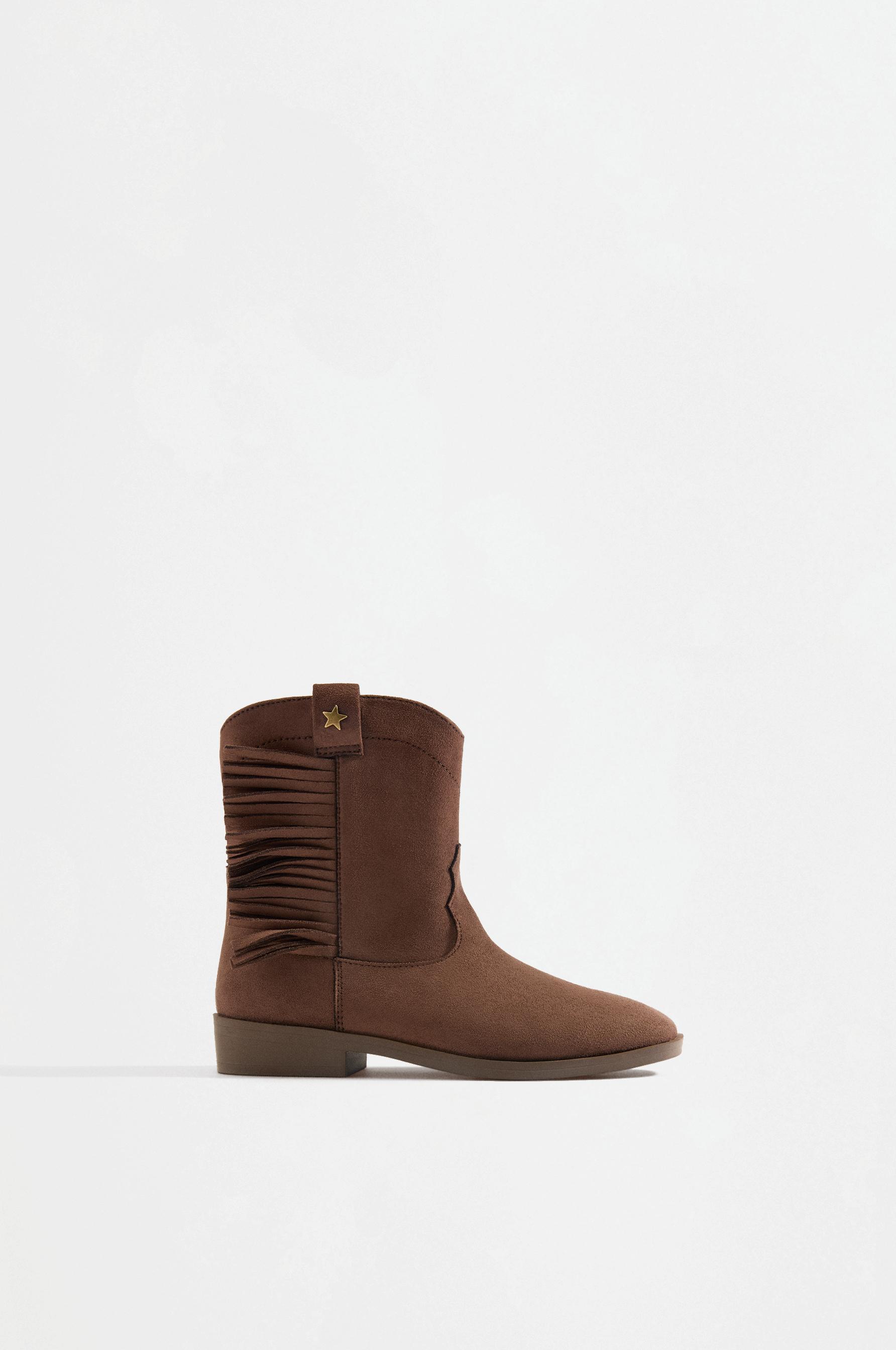 Fringed cowgirl boots — BROWN