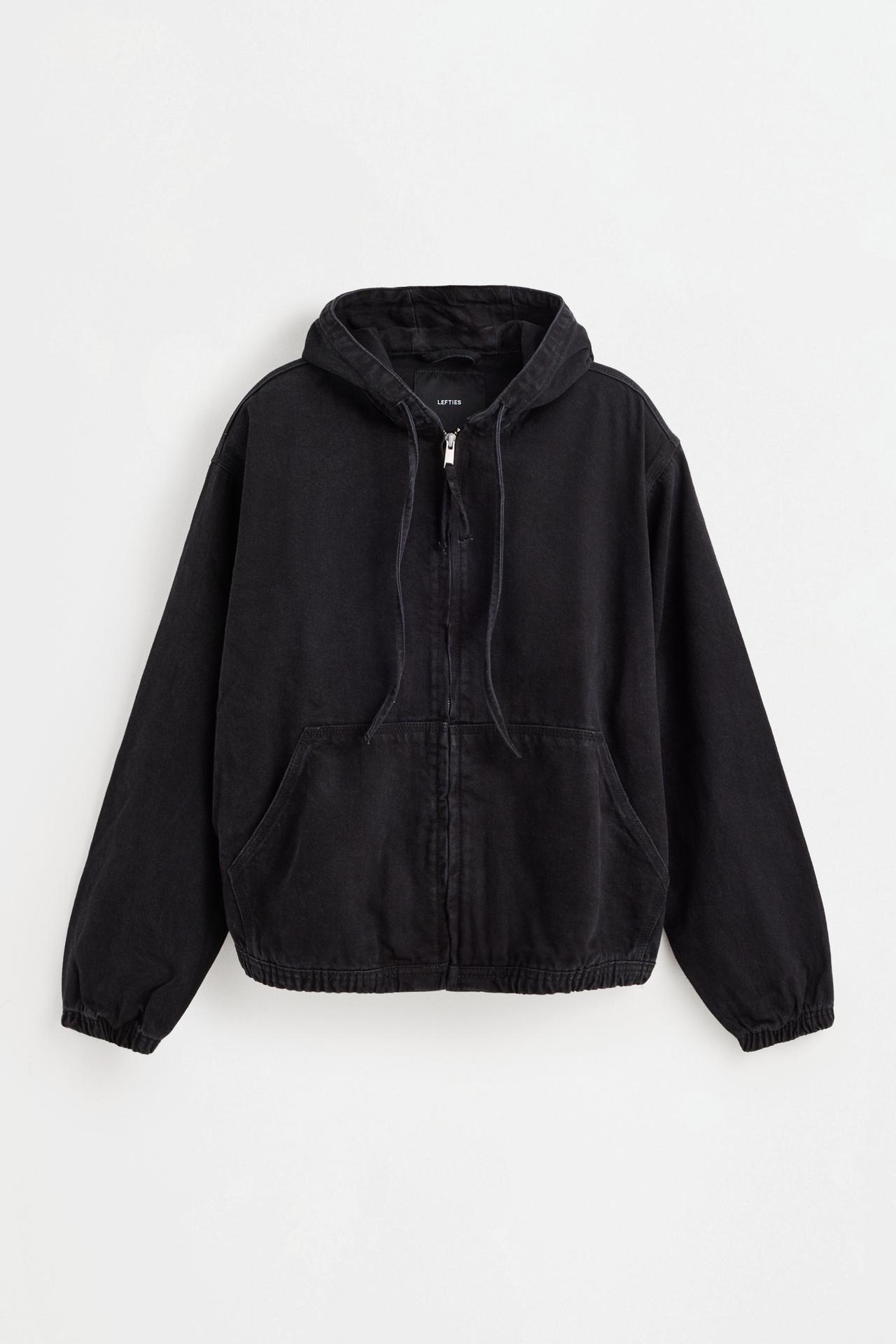 Hooded denim jacket — FADED BLACK