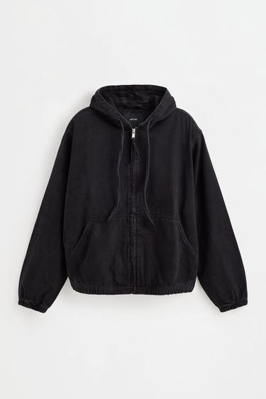 Hooded denim jacket — FADED BLACK 6