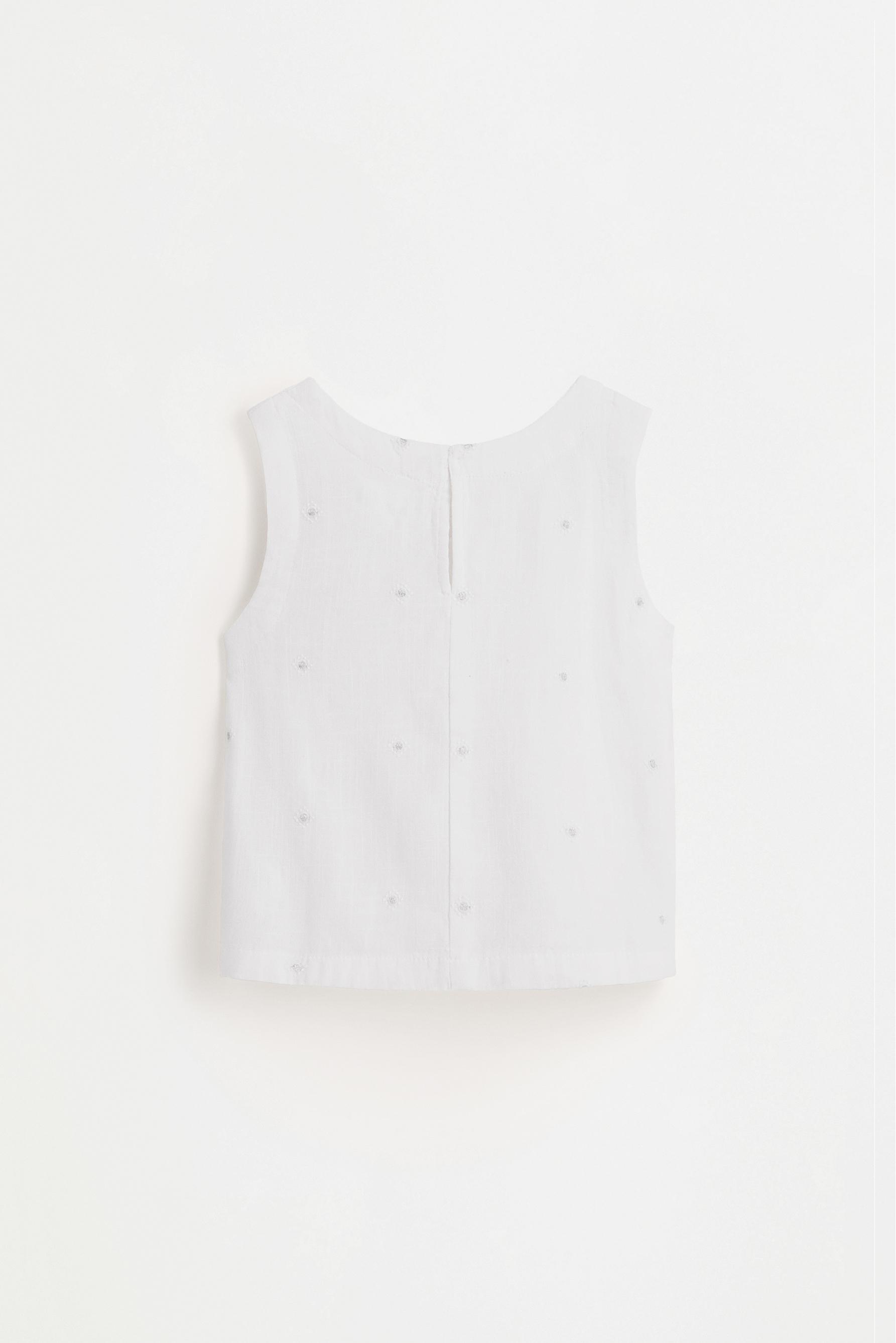 Embroidered top with shiny details — WHITE