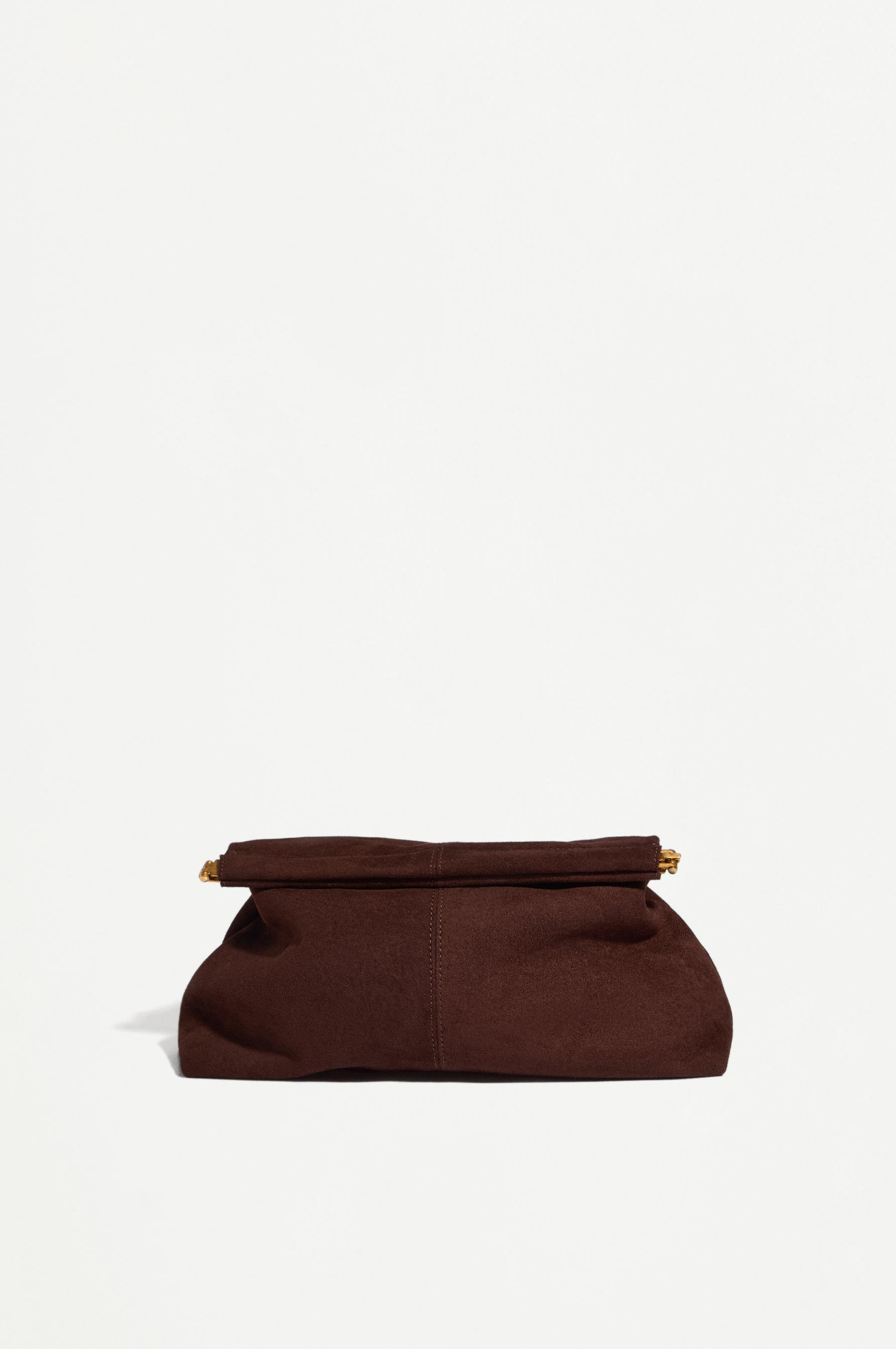 Faux suede pouch bag — BROWN