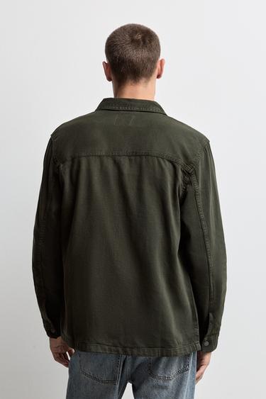 Lightweight denim overshirt — OLIVE GREEN 4
