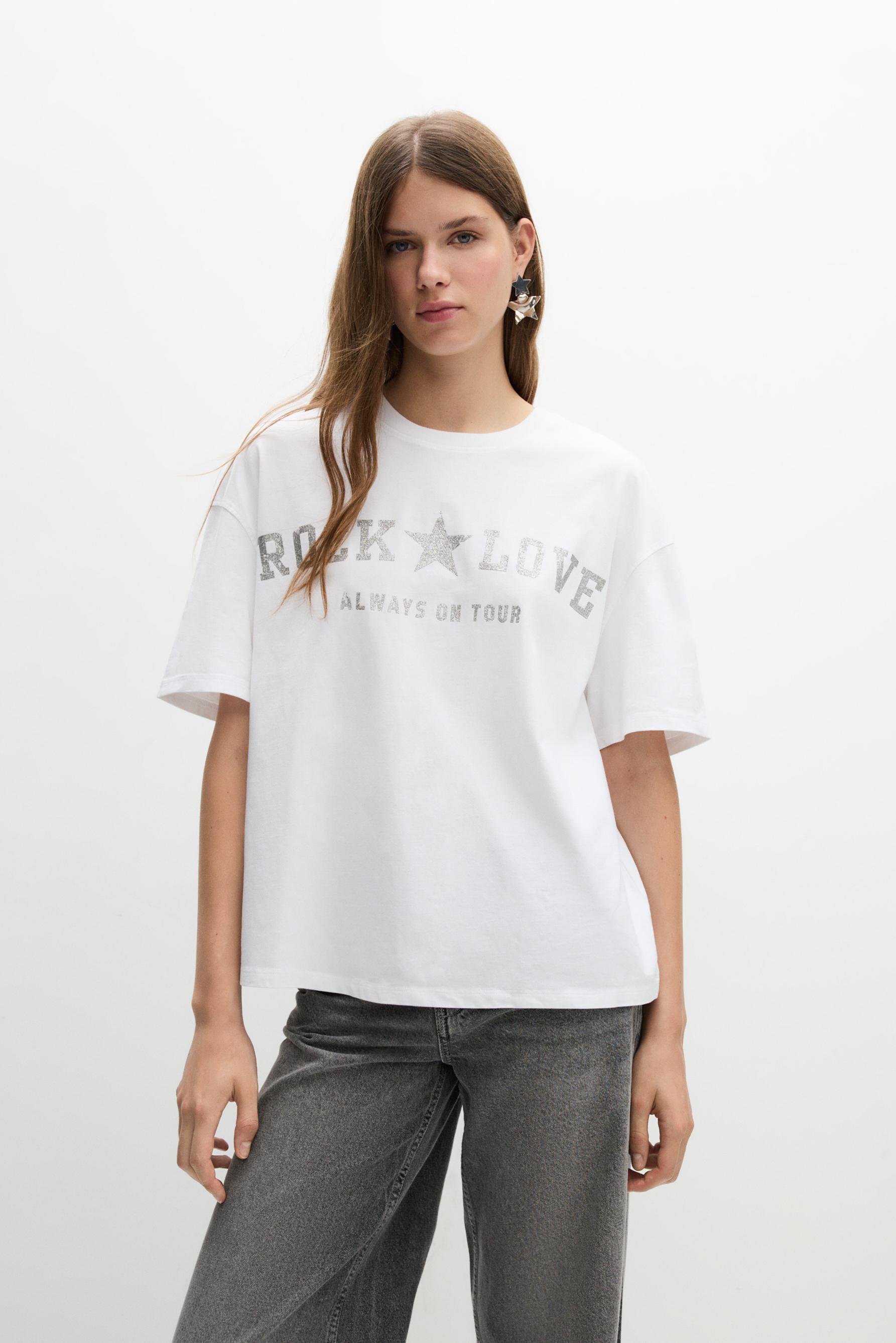 Camiseta estampado brillo