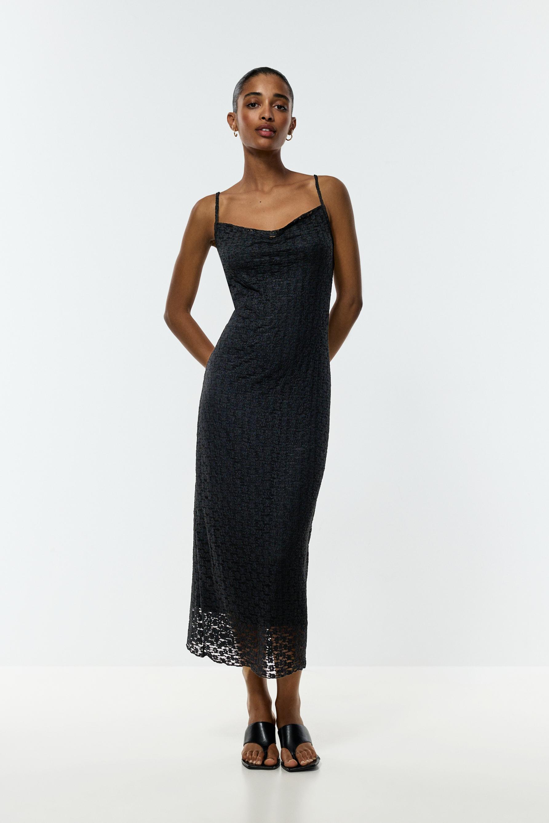 Lace midi dress — BLACK