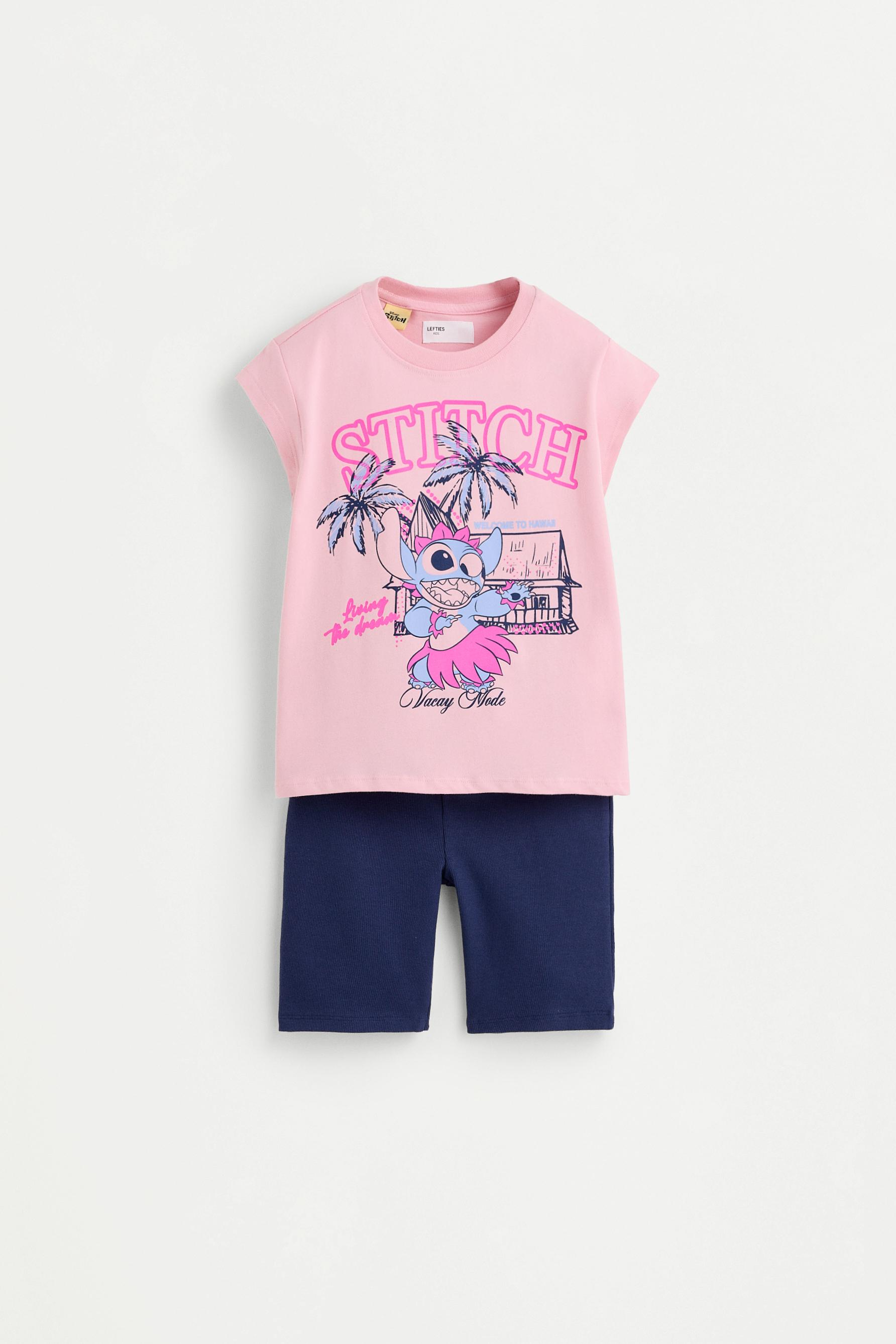 Stitch ©Disney T-shirt and cycling leggings set — PINK