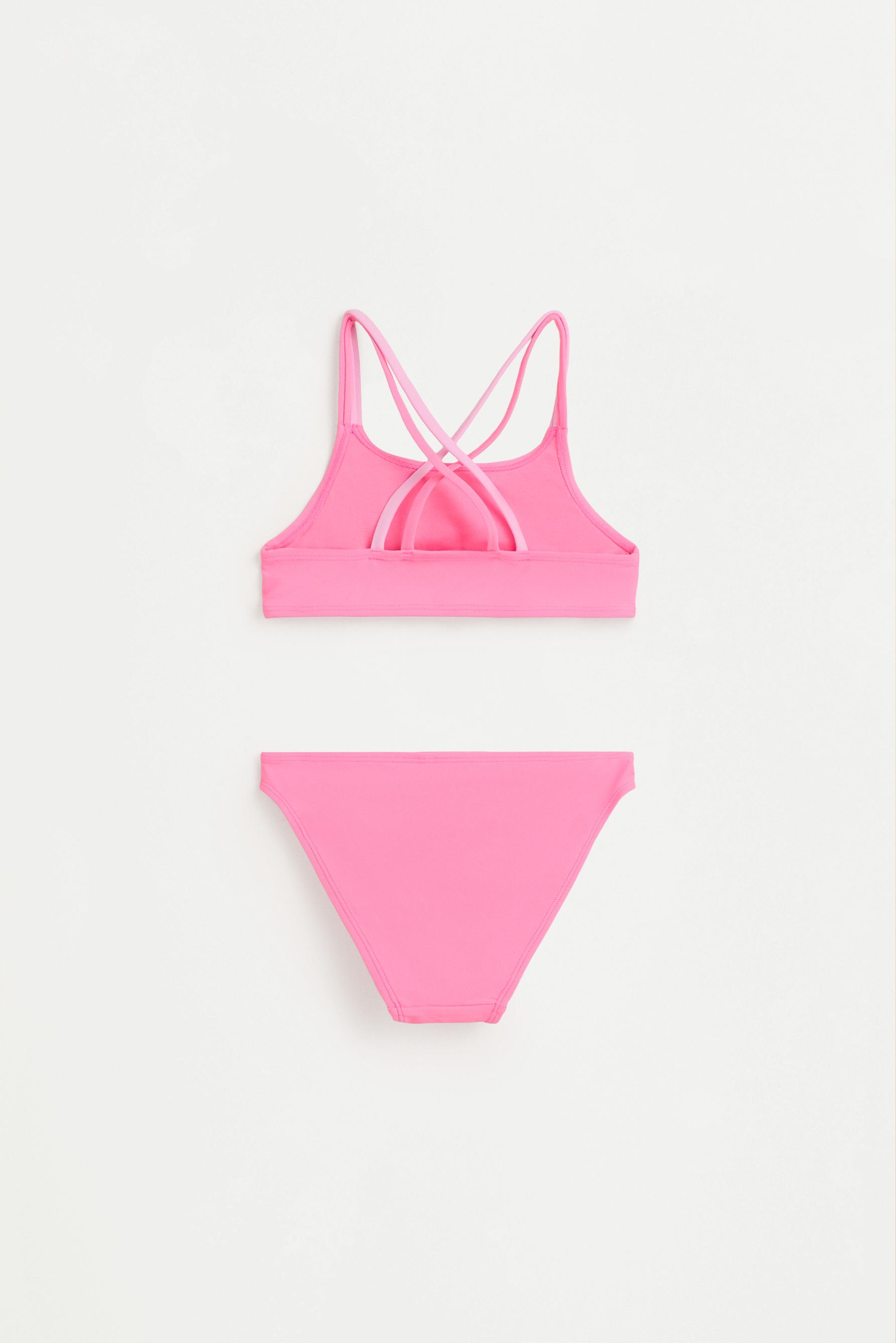 Bikini with double crossed straps — NEON PINK