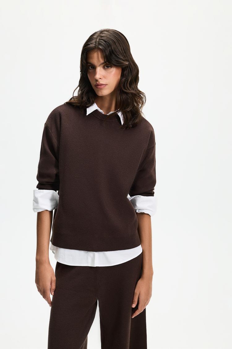 Basic sweater — DARK BROWN
