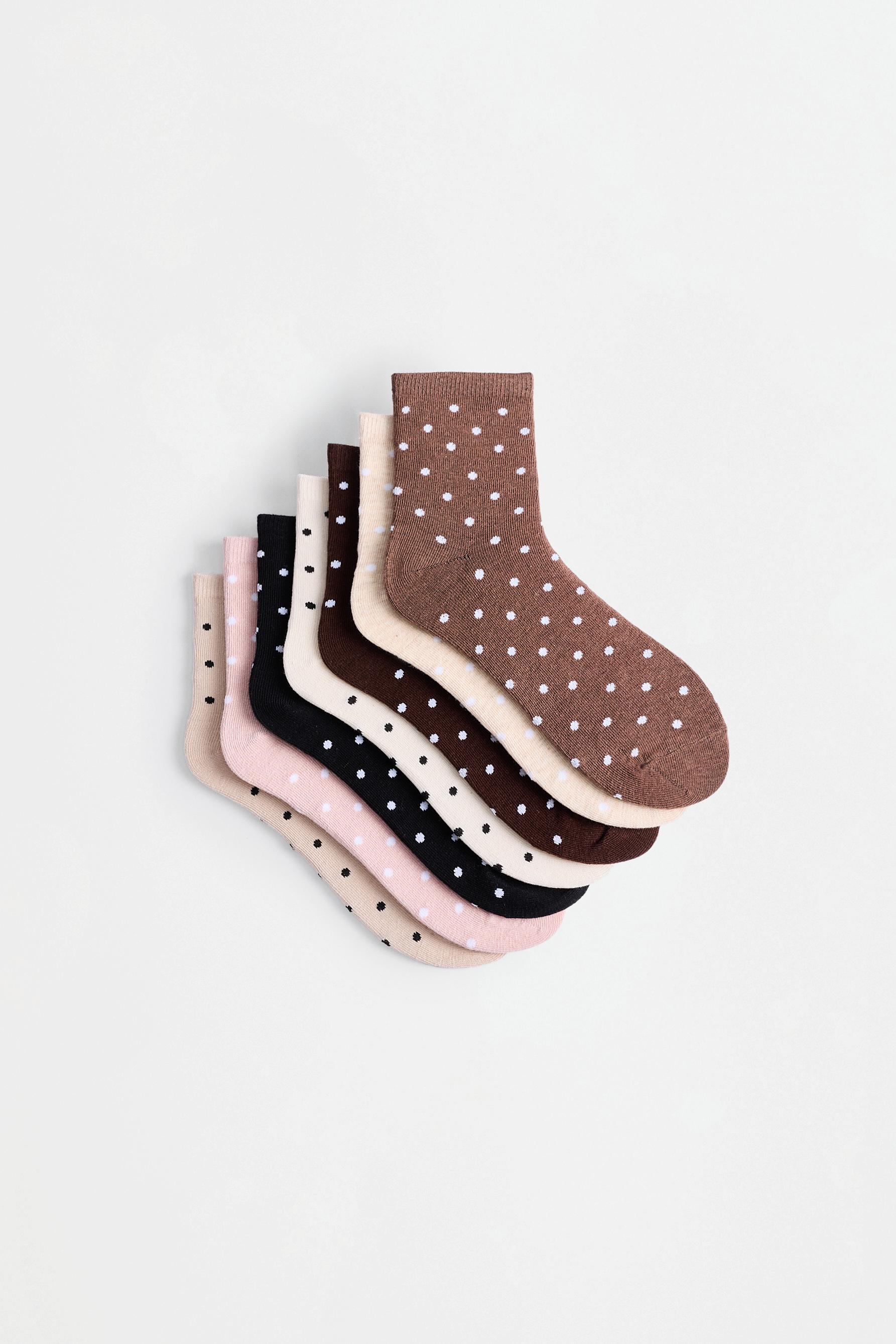 Polka dot ankle socks (7-pack) — BEIGE MARL