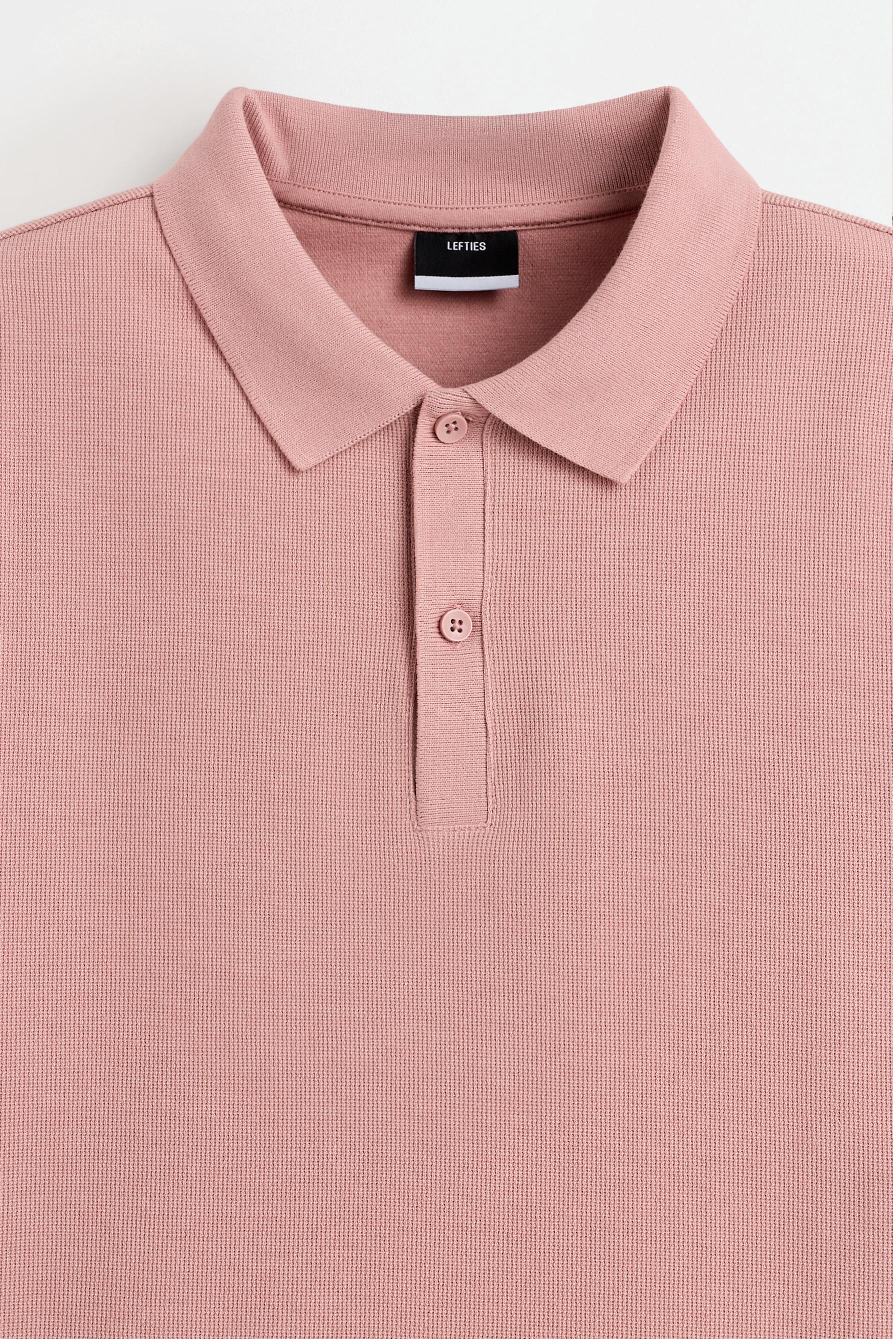 Basic textured polo shirt — PINK
